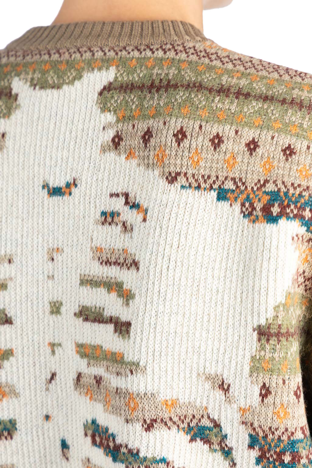 Kapital - 7G Wool FairIsle BONE Vest - Orange