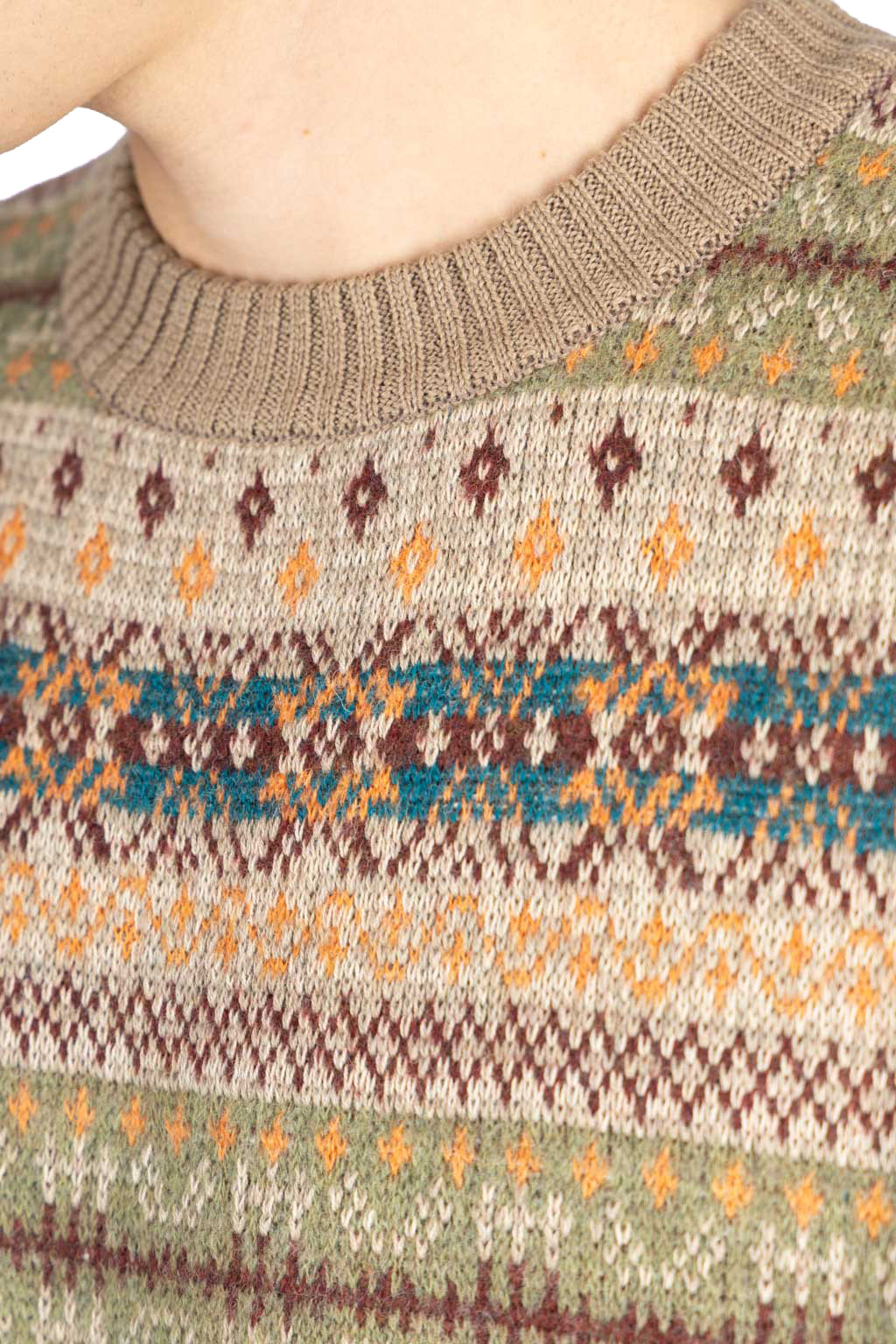 Kapital - 7G Wool FairIsle BONE Vest - Orange