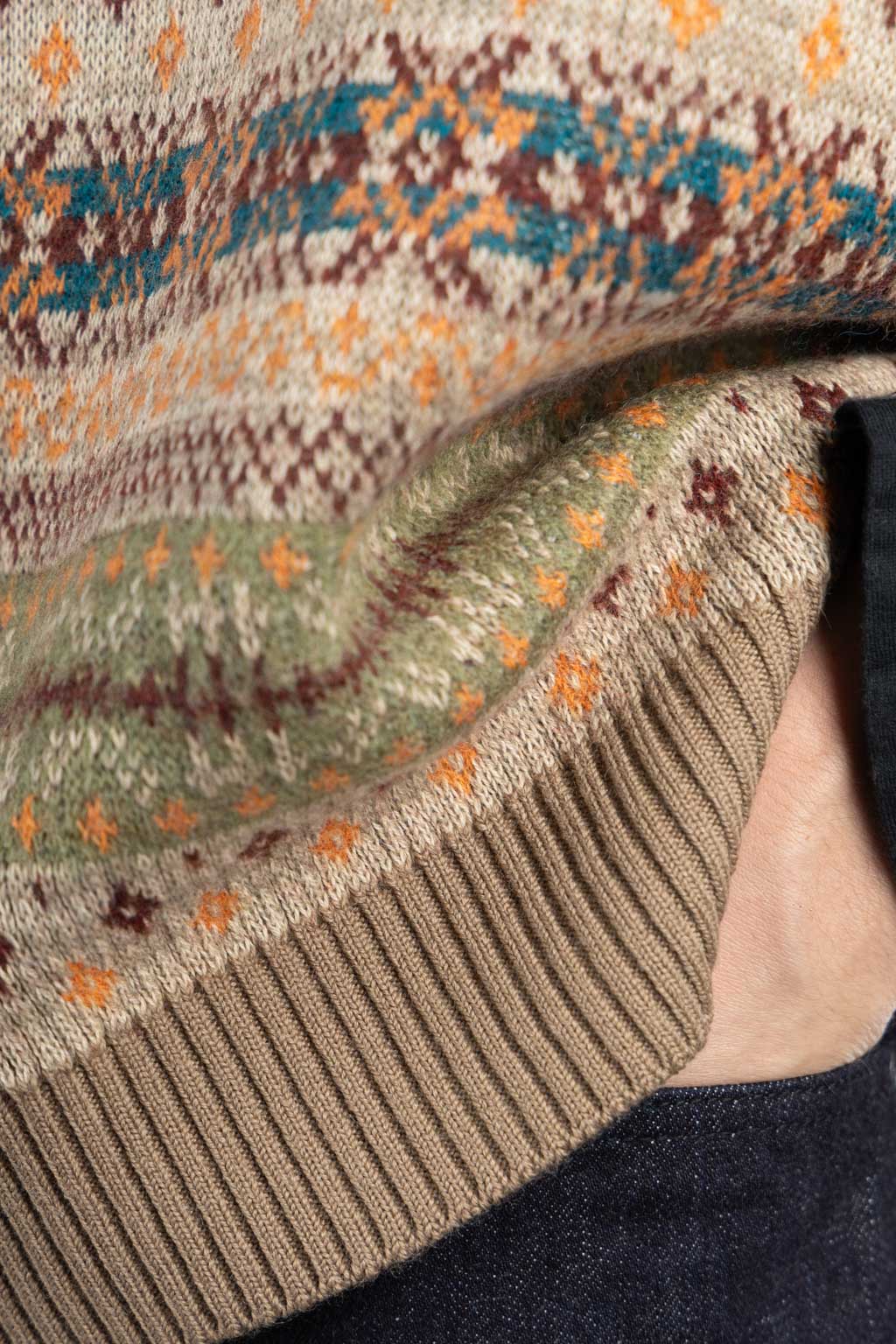 Kapital - 7G Wool FairIsle BONE Vest - Orange