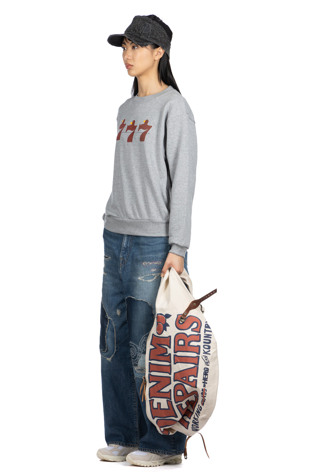 Kapital | #8 Canvas SNUFKIN Bag (DENIM REPAIRS) - Natural