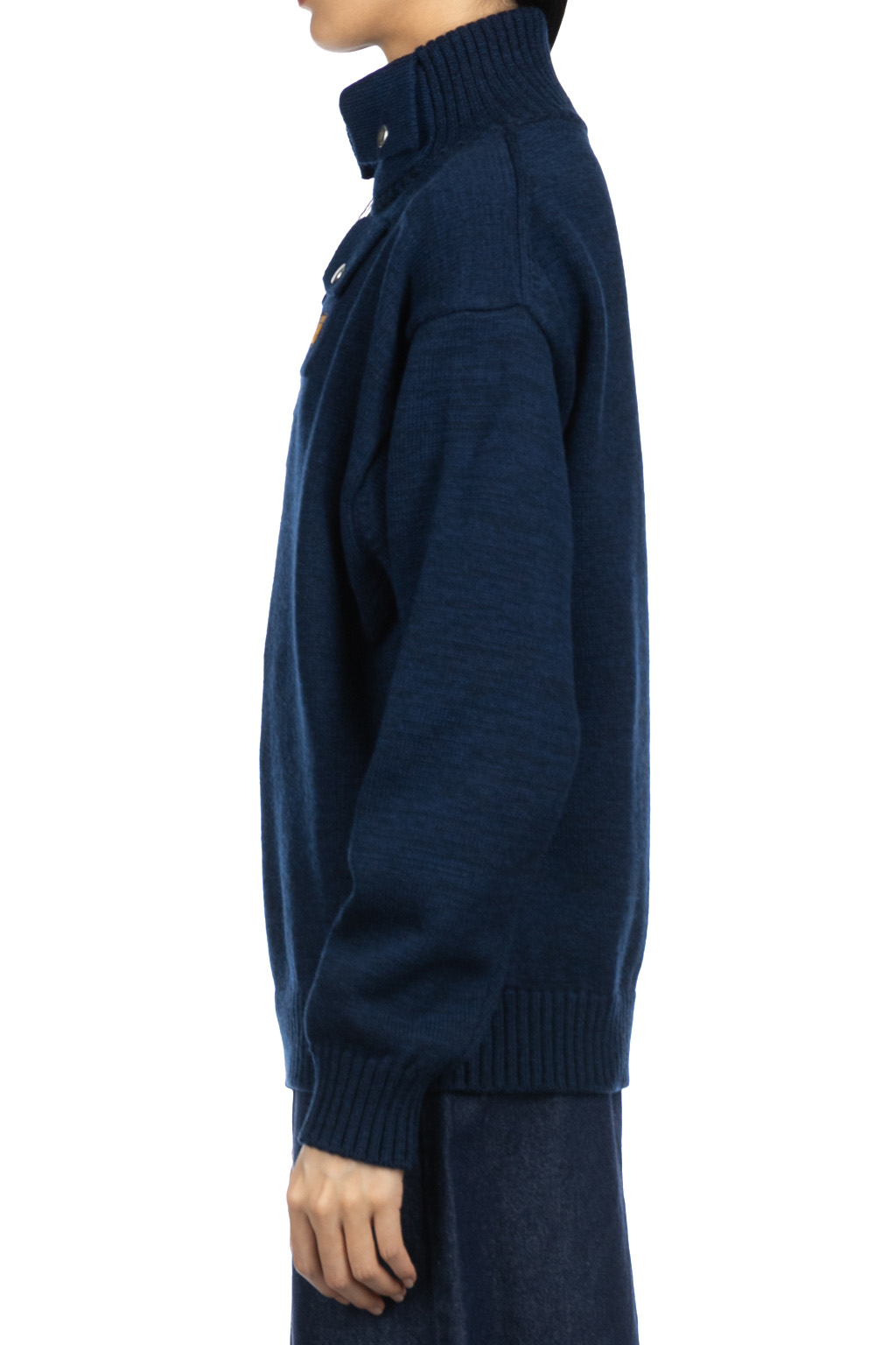 Kapital - 8G Cotton Wool NICKLE 4 Half ZIP Sweater - Navy