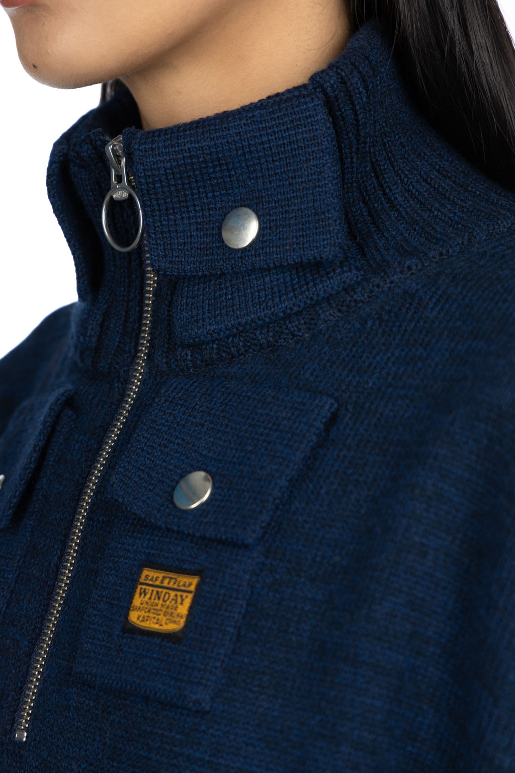 Kapital - 8G Cotton Wool NICKLE 4 Half ZIP Sweater - Navy