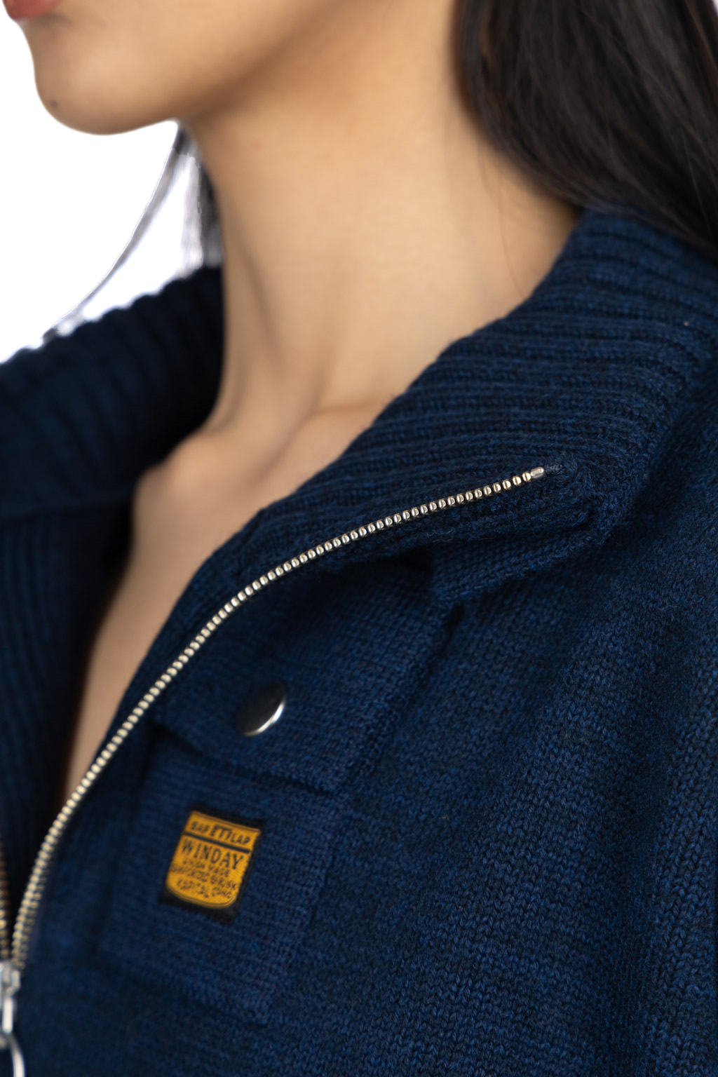 Kapital - 8G Cotton Wool NICKLE 4 Half ZIP Sweater - Navy
