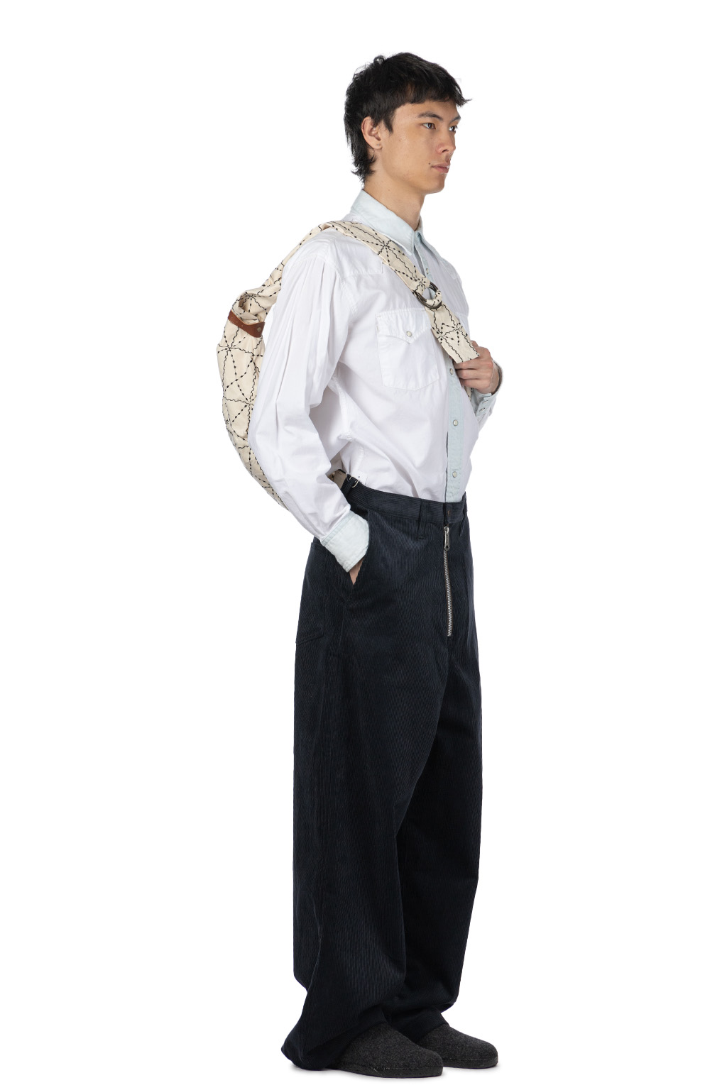 Kapital | 8W Corduroy ZIPPER PORT Baggy Pants - Black | Men