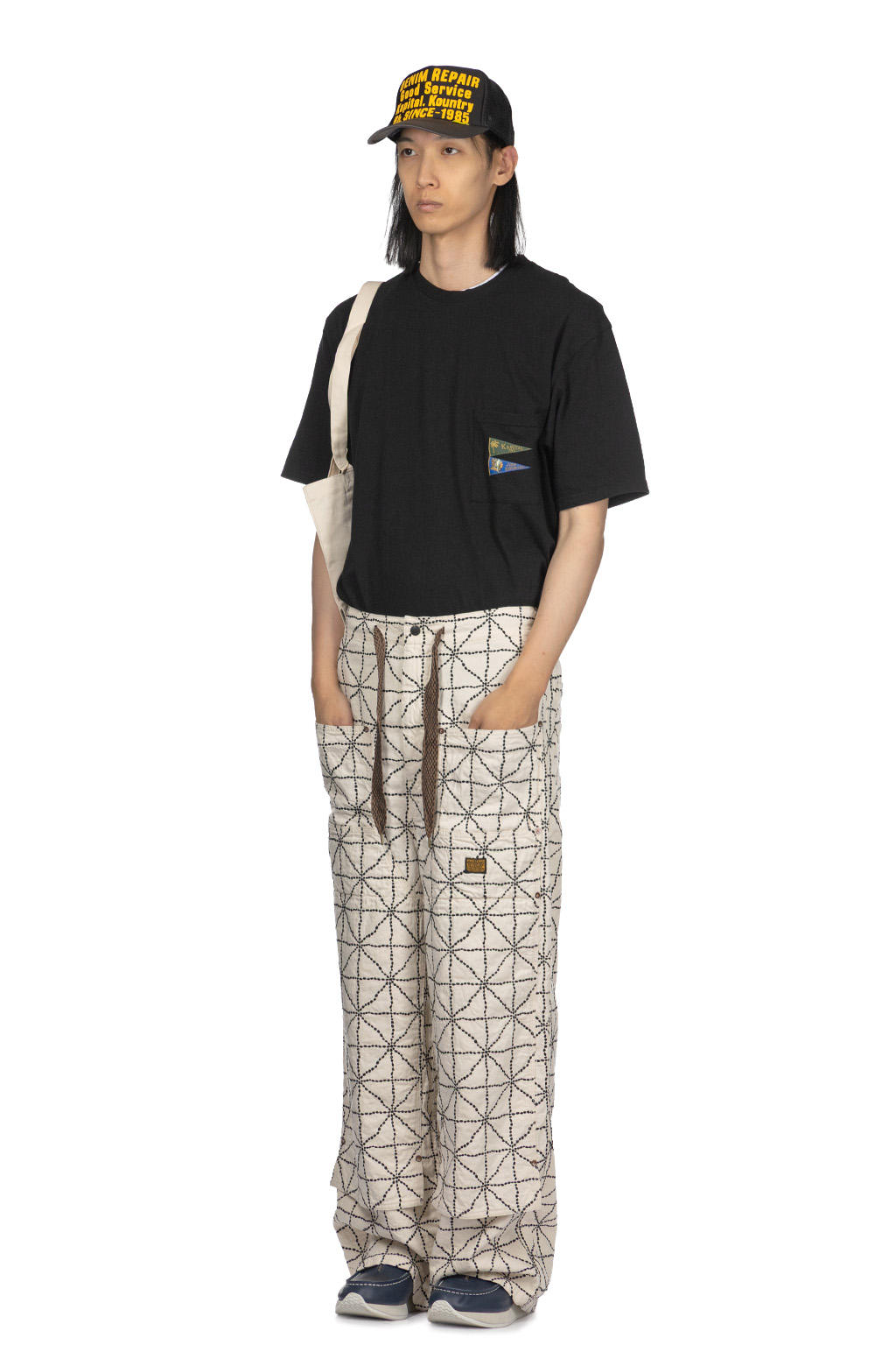 Kapital - 8oz Color Denim FOLD DOJO W-Knee EASY Baggy Pants - Natural