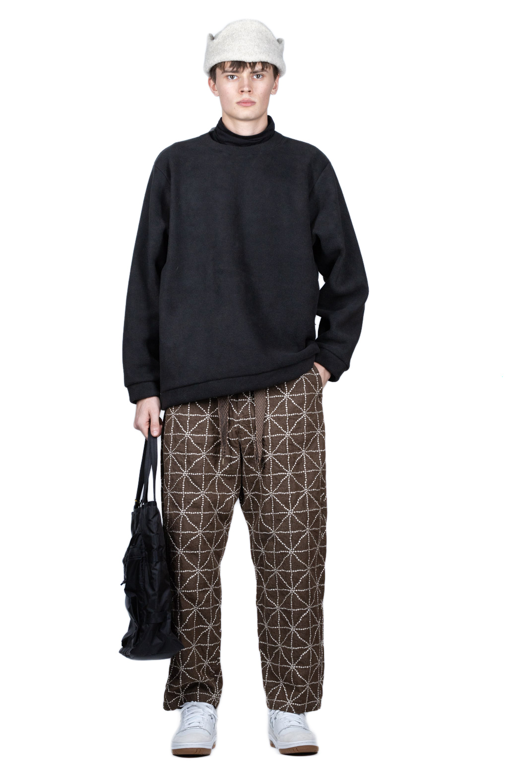 Kapital 8oz Color Denim FOLK-DOJO Sashiko EASY Pants - Brown