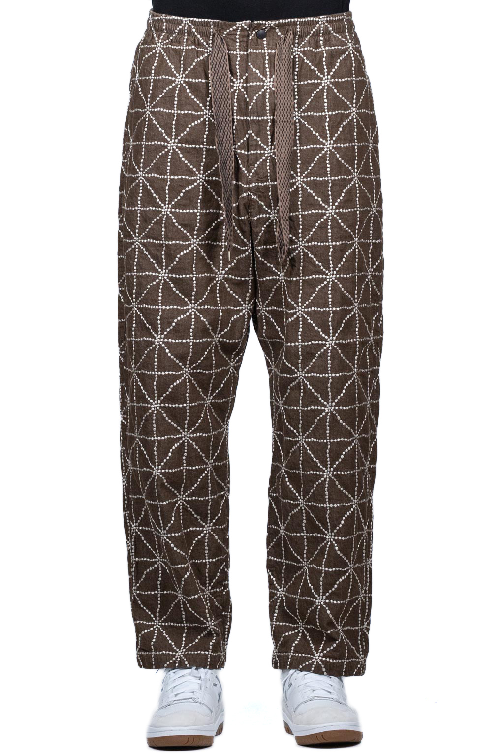 Kapital 8oz Color Denim FOLK-DOJO Sashiko EASY Pants - Brown