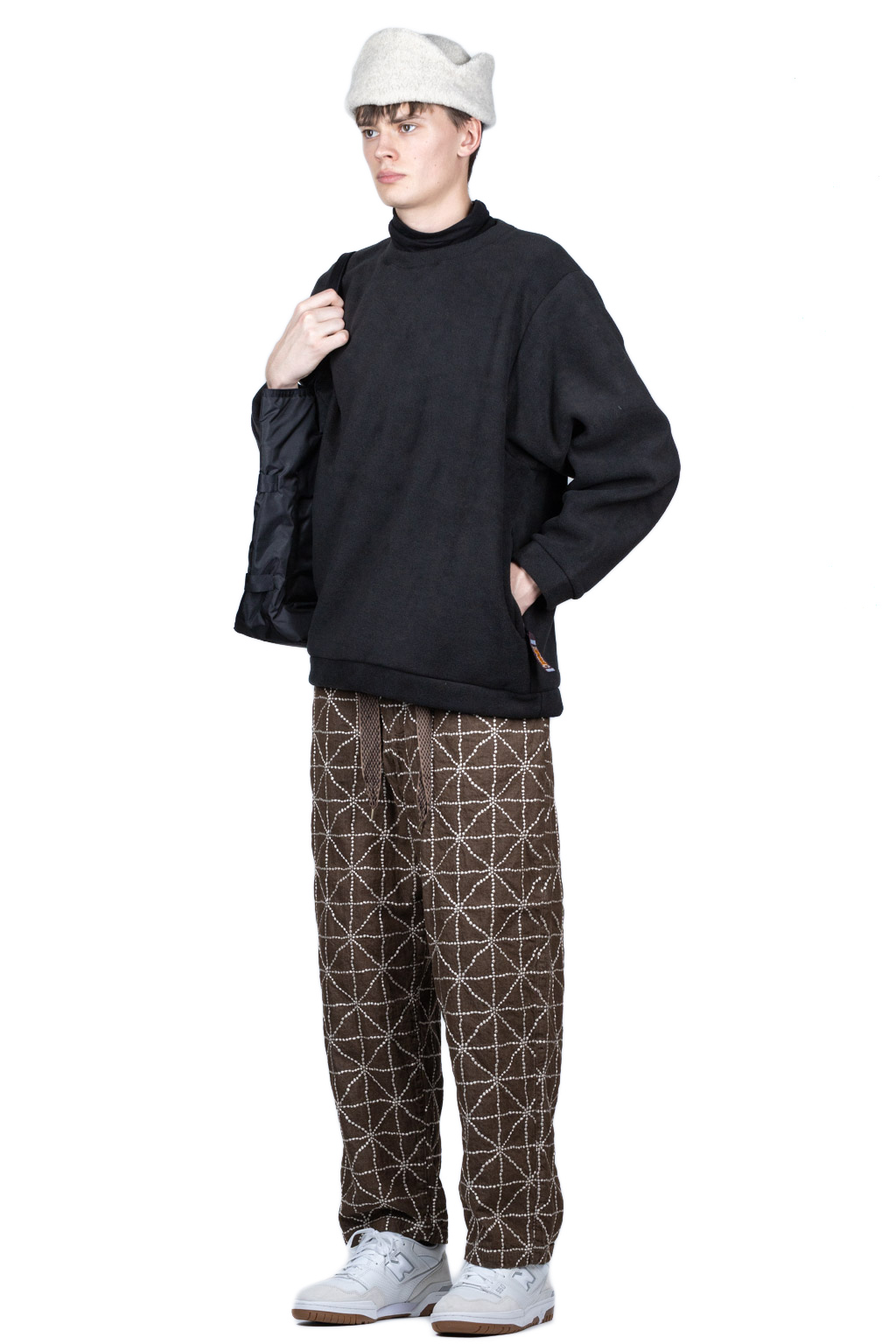 Kapital 8oz Color Denim FOLK-DOJO Sashiko EASY Pants - Brown