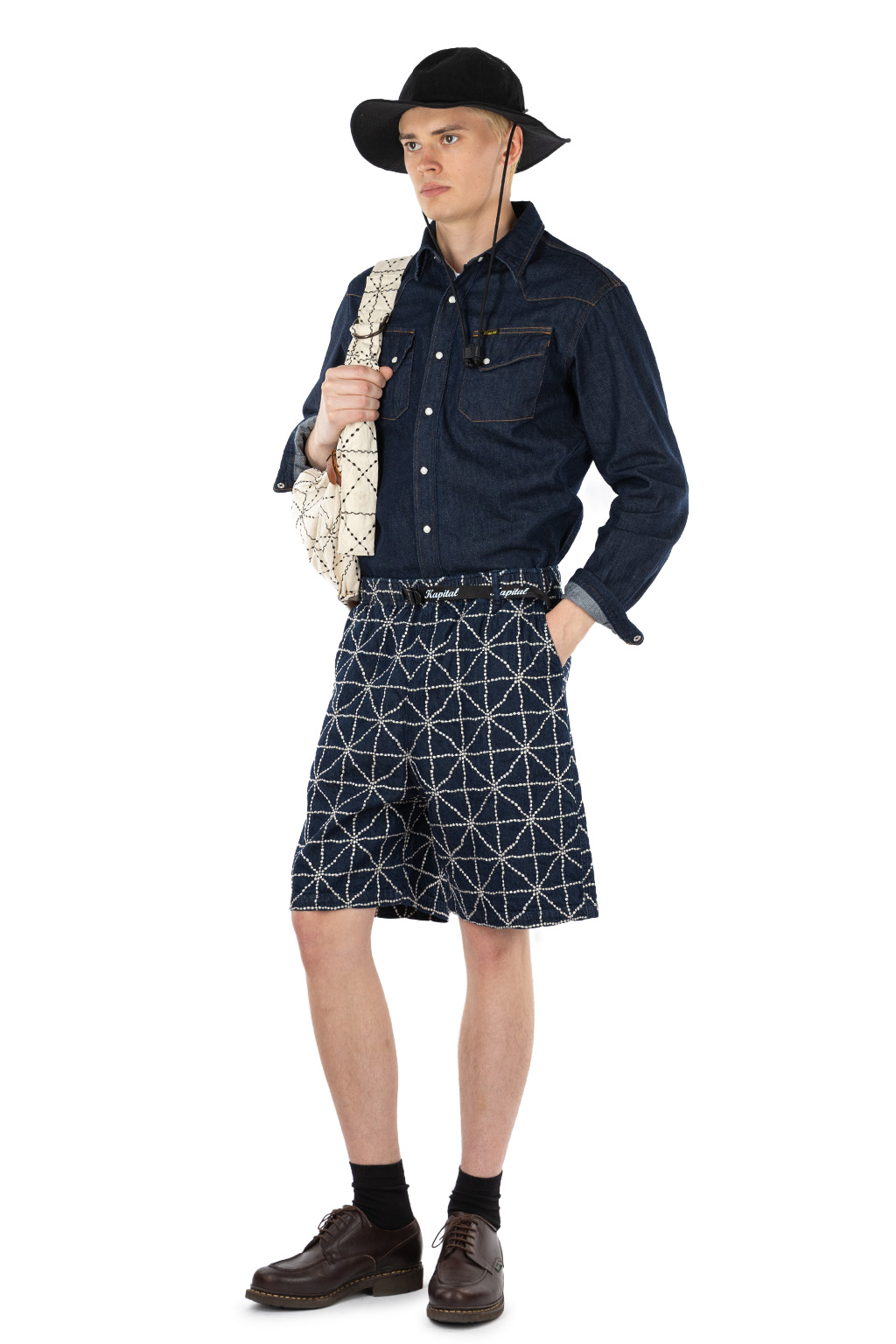 Kapital - 8oz Denim FOLK-DOJO EASY Shorts - Dark