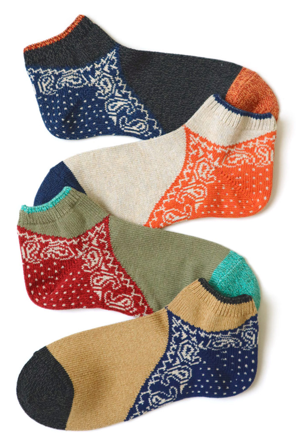 Kapital 96 Yarns Paisley Bandana Heel Ankle Socks - 4 Colors