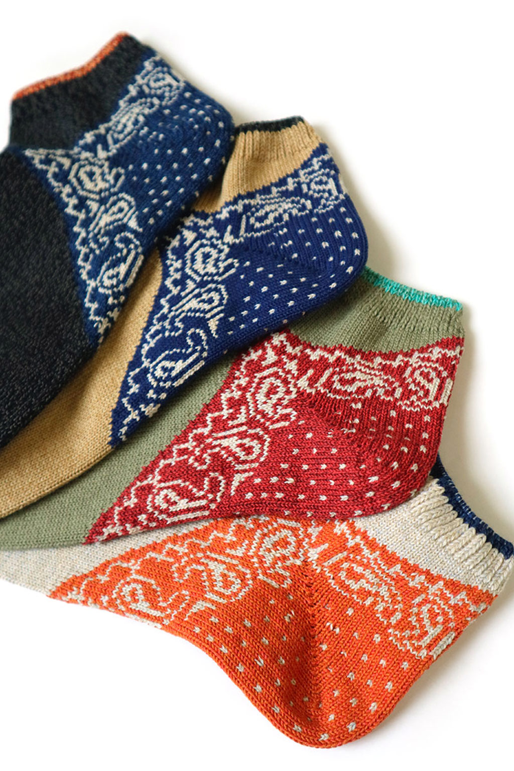 Kapital 96 Yarns Paisley Bandana Heel Ankle Socks - 4 Colors