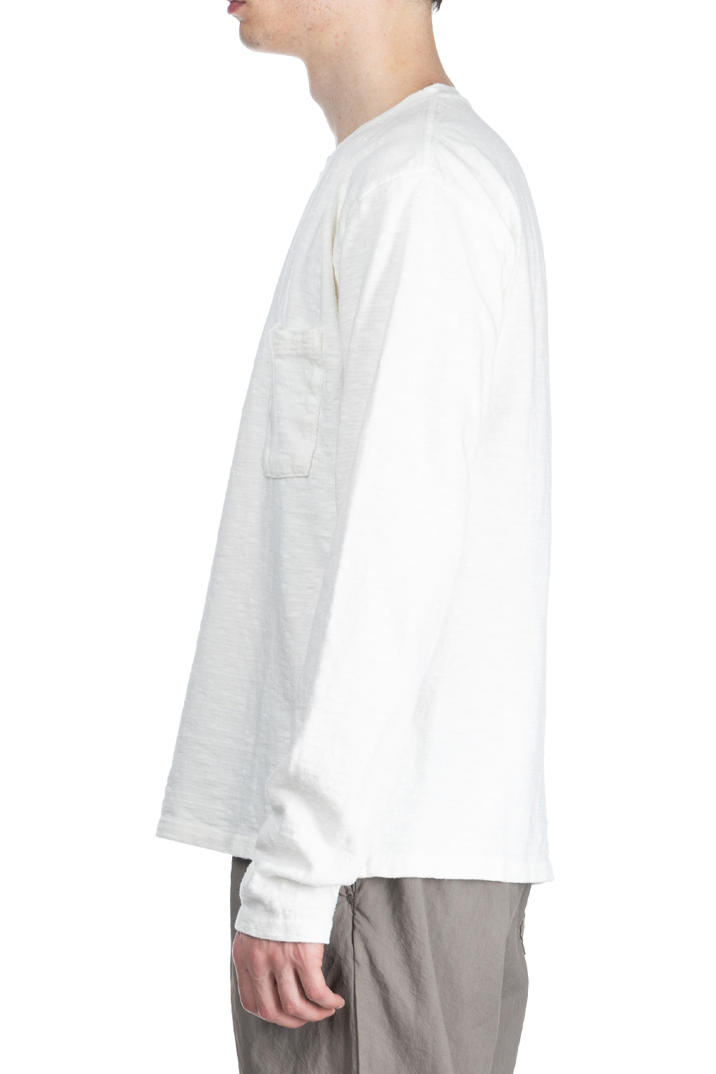 Kapital | AMUSE Knit Pocket LS Tee - White | Men | Blue