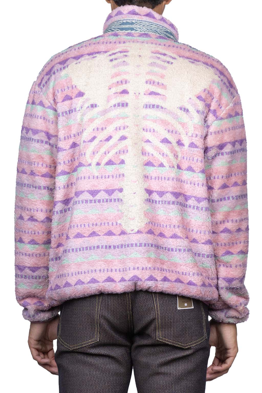 Kapital ASHLAND Stripe & BONE Fleece Zip Blouson - Pink