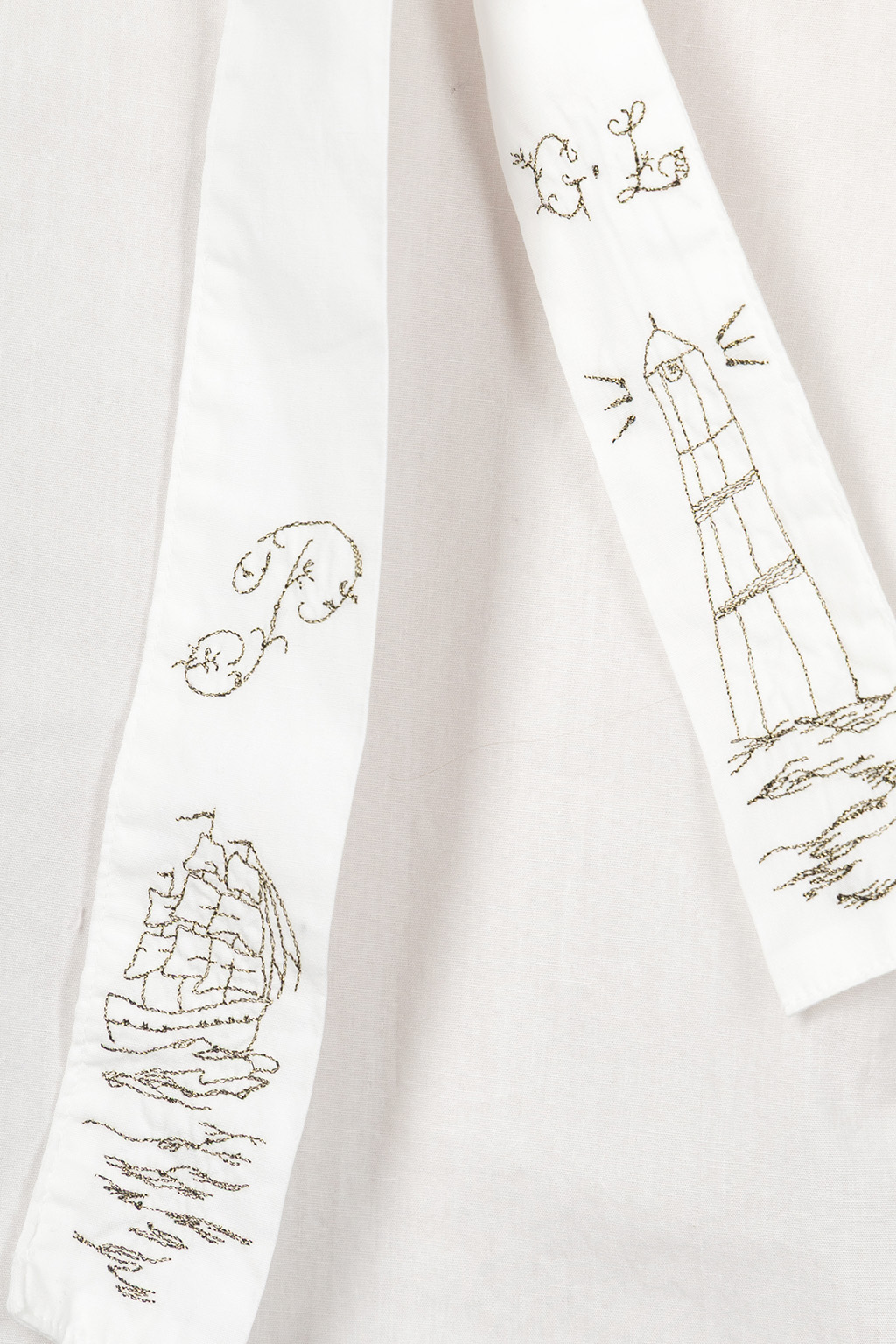 Kapital - Broad Sparrow Shirt - Lighthouse Embroidery - White