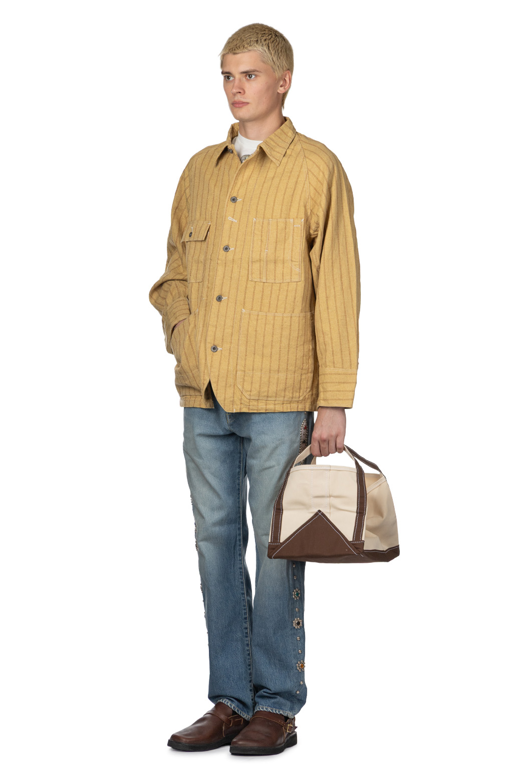 Kapital - Cotton Linen GIBSON Stripe CACTUS Coverall - Gold