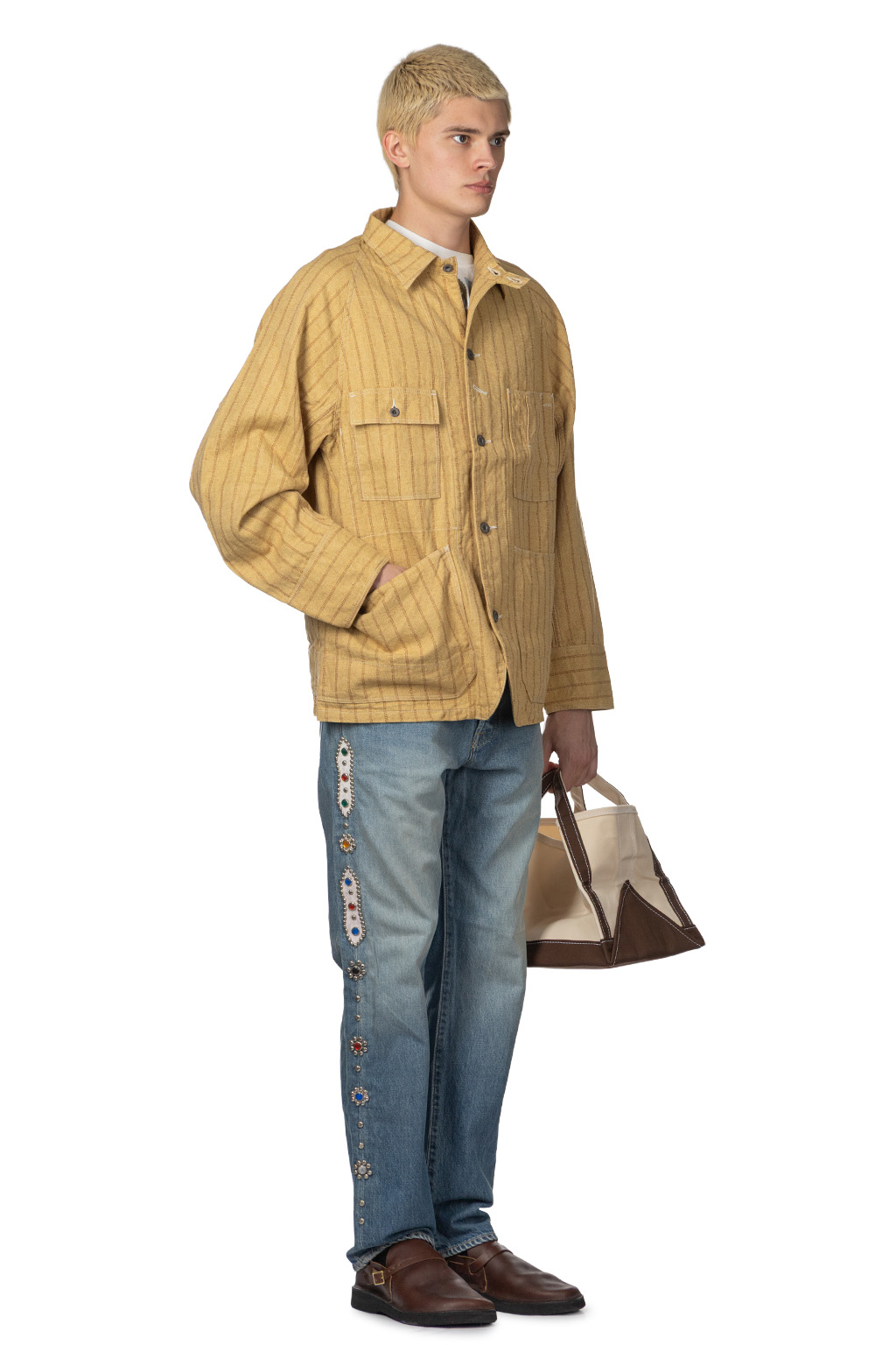 Kapital - Cotton Linen GIBSON Stripe CACTUS Coverall - Gold