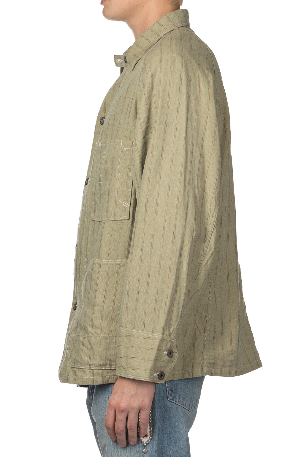 Kapital - Cotton Linen GIBSON Stripe CACTUS Coverall - Light Green