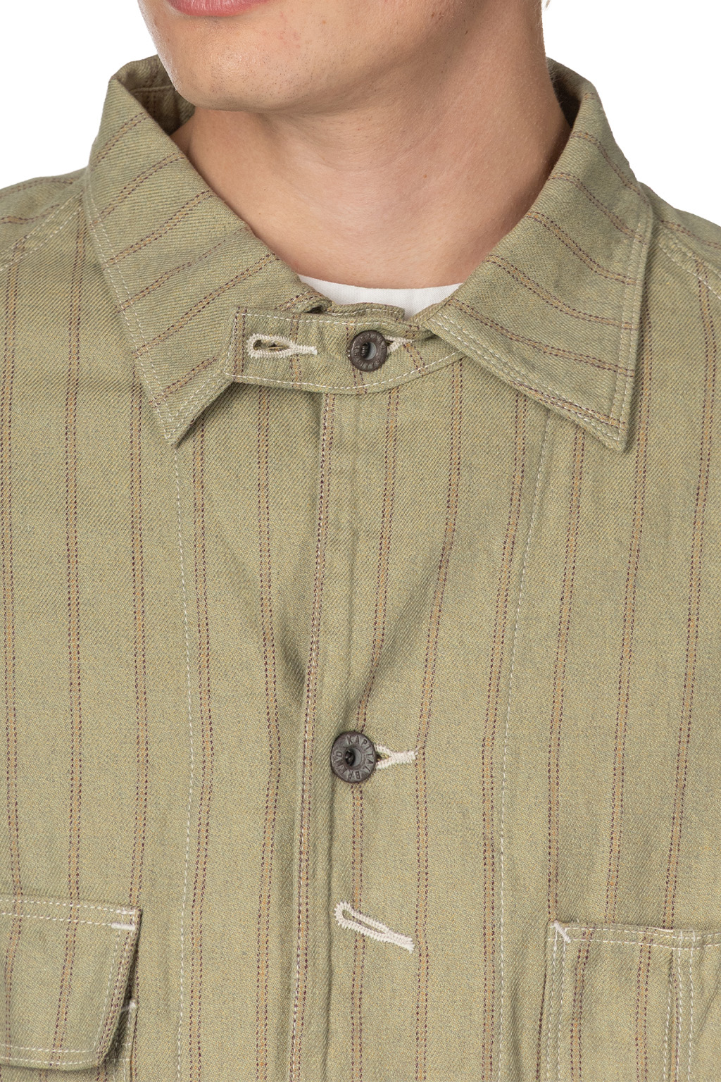 Kapital - Cotton Linen GIBSON Stripe CACTUS Coverall - Light Green