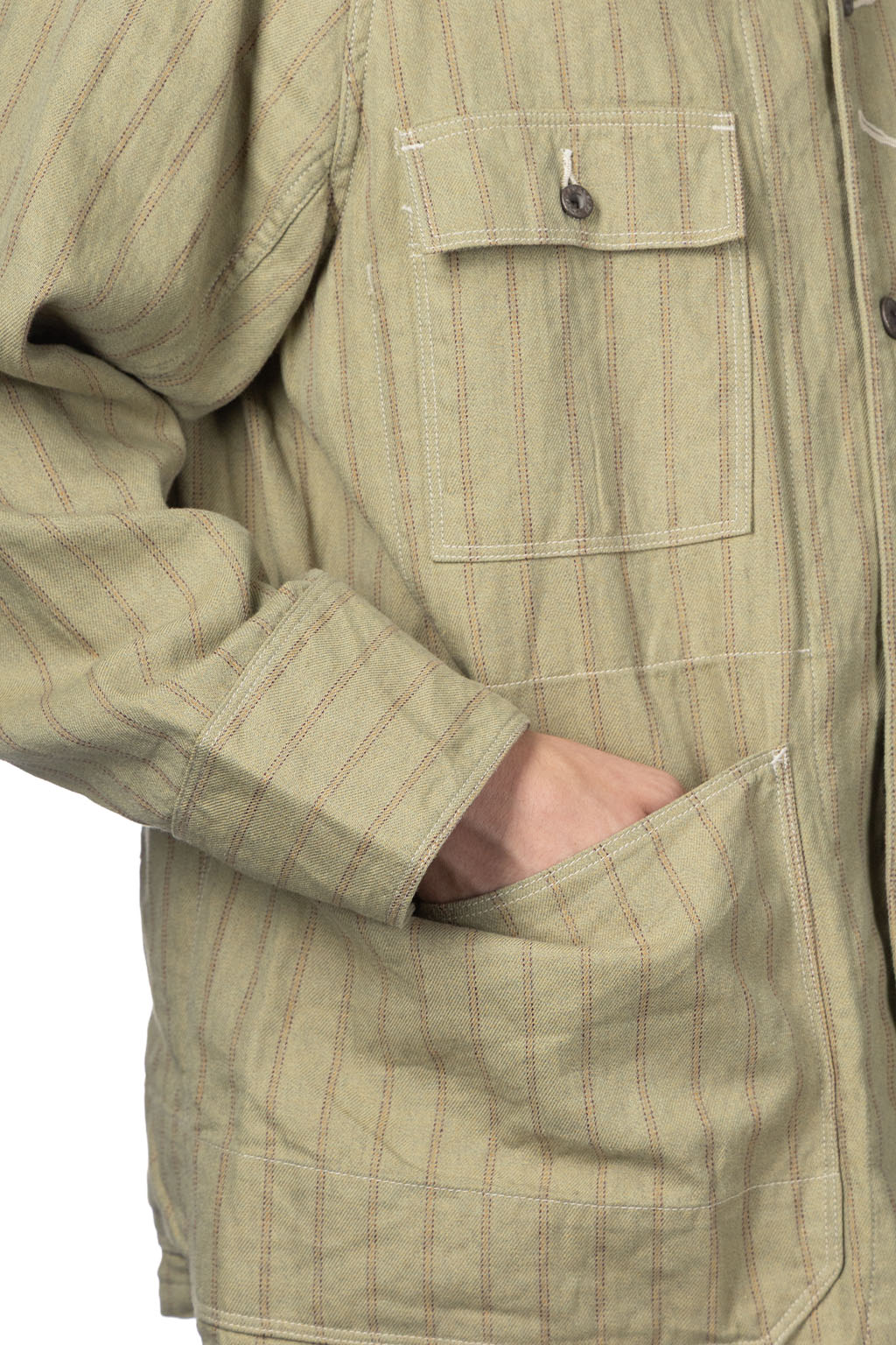 Kapital - Cotton Linen GIBSON Stripe CACTUS Coverall - Light Green