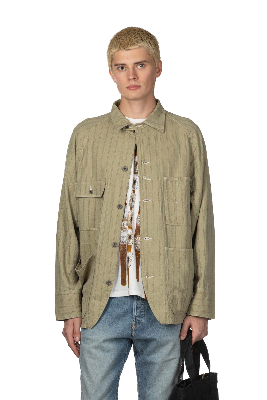 Kapital - Cotton Linen GIBSON Stripe CACTUS Coverall - Light Green