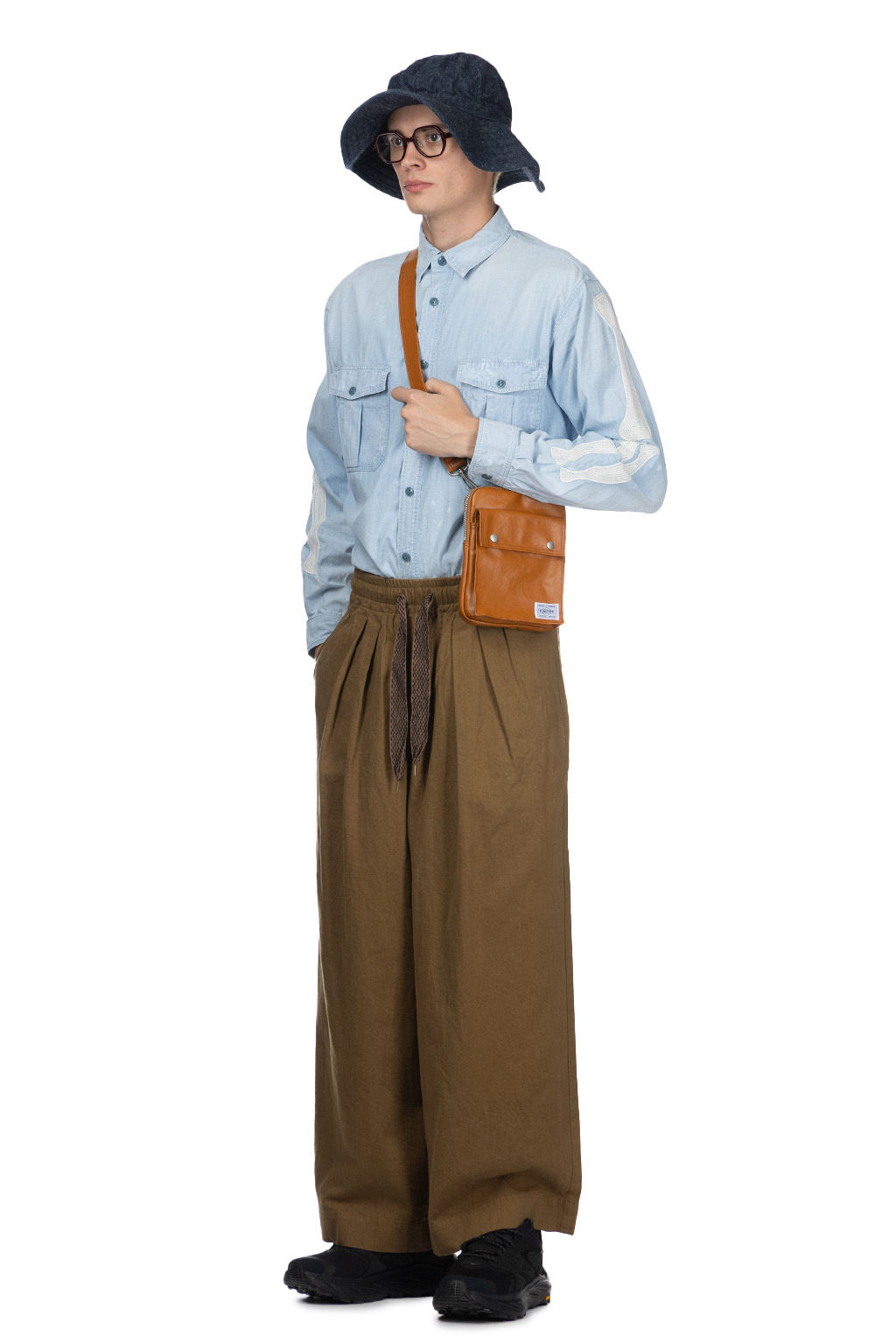 Kapital | Cotton Linen Twill RUDE Baggy Pants - Khaki | Men