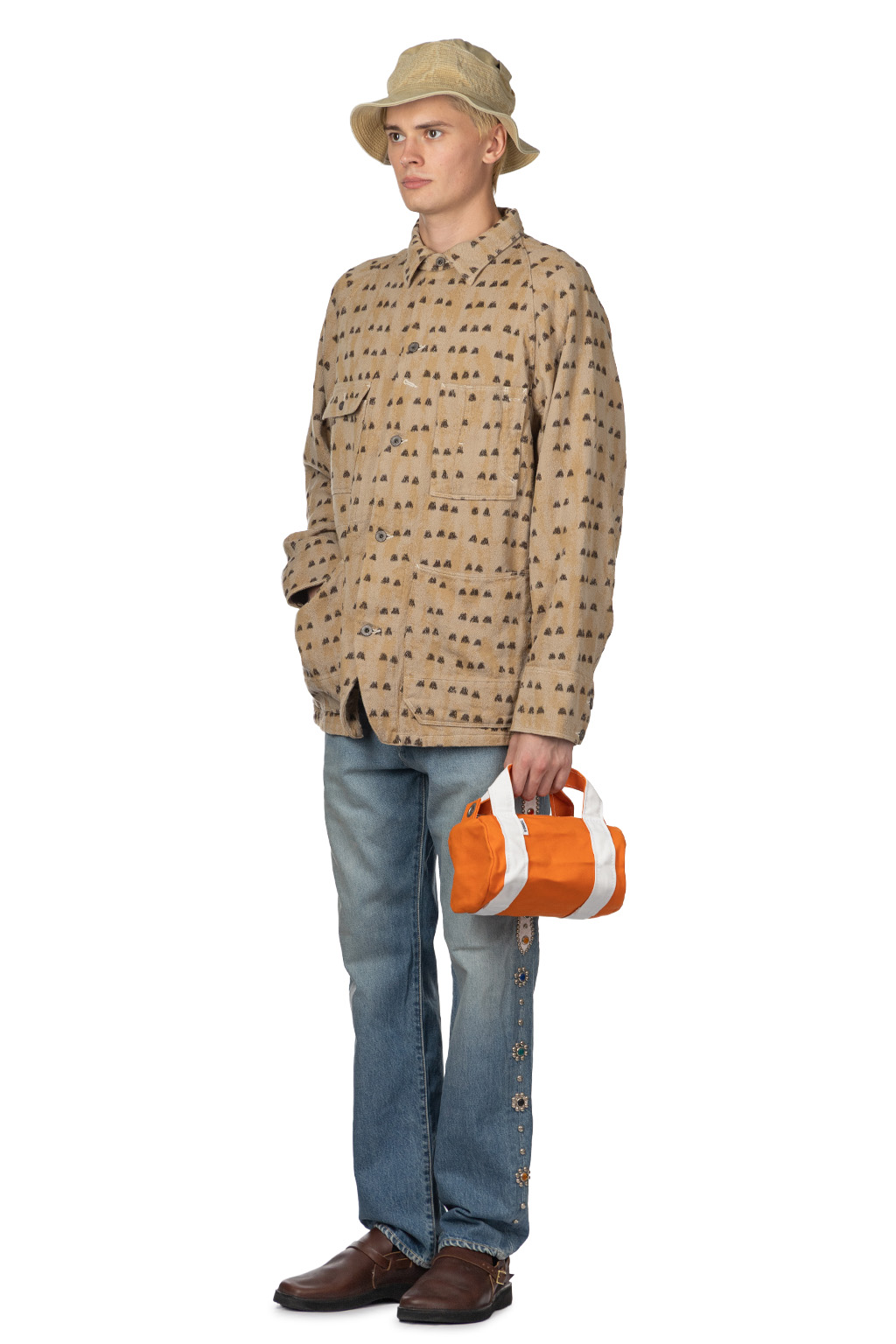 Kapital - Cotton TUME-BASHOH CACTUS Coverall-Beige