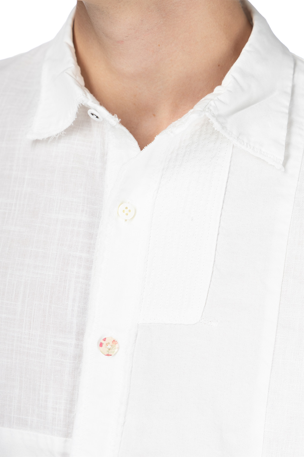 Kapital Cotton x Linen Patchwork KATMANDU Shirt - White