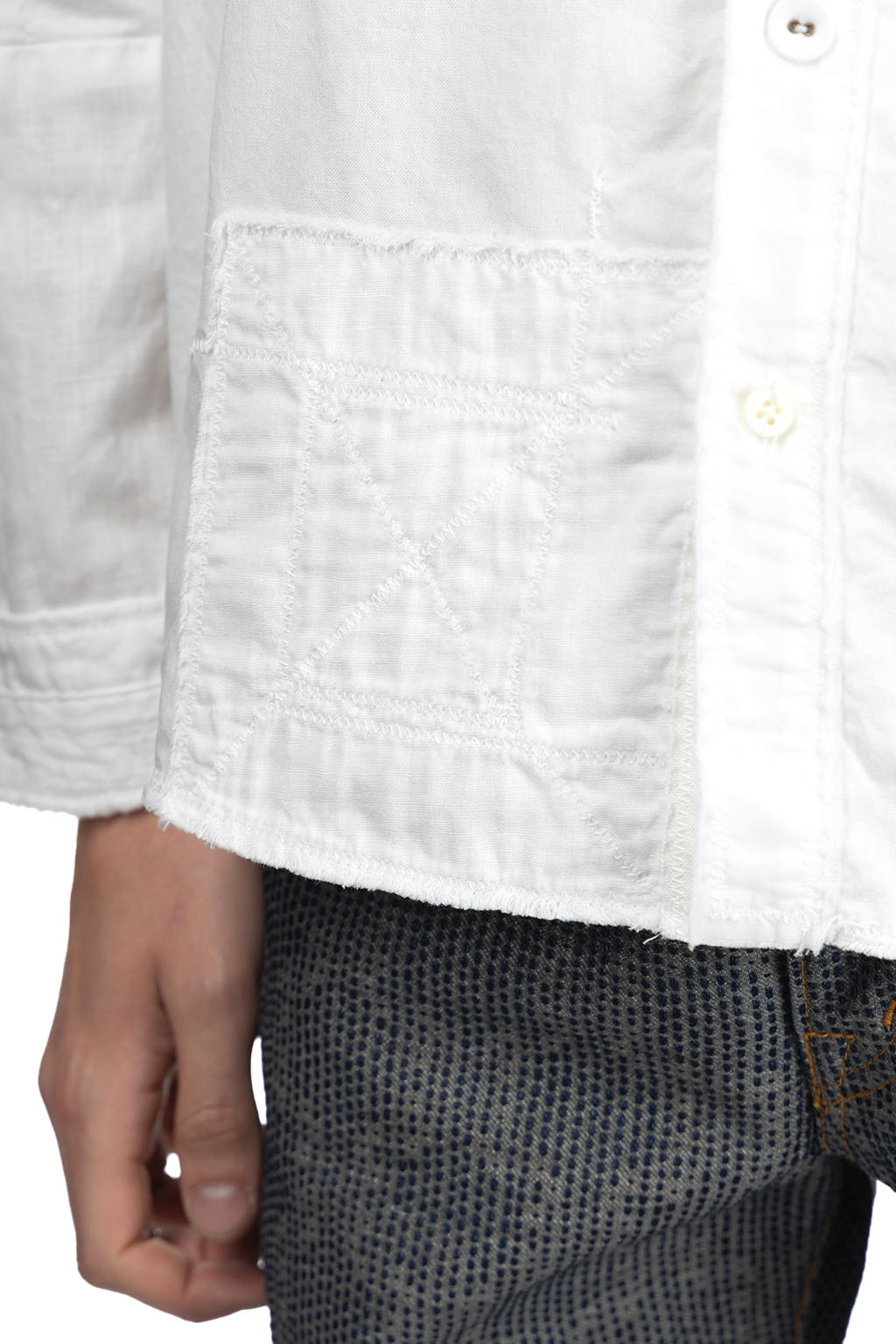 Kapital Cotton x Linen Patchwork KATMANDU Shirt - White