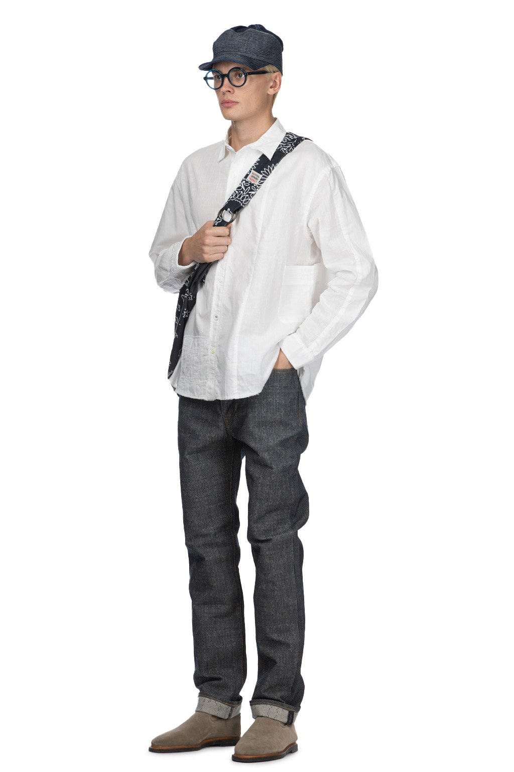 Kapital Cotton x Linen Patchwork KATMANDU Shirt - White