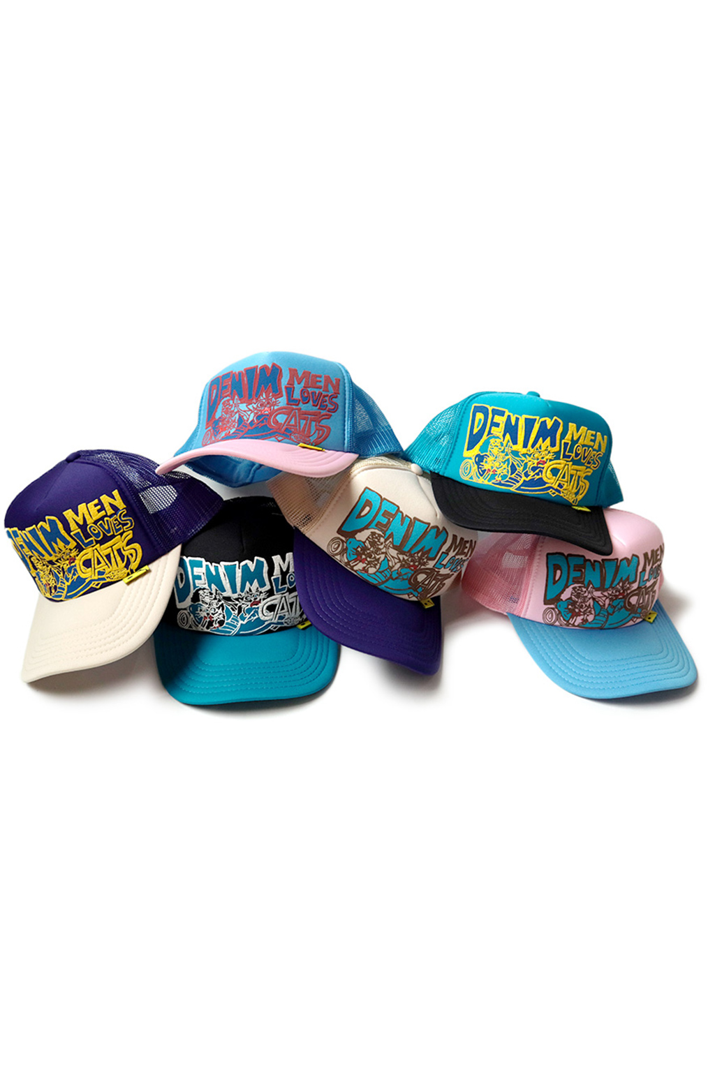 Kapital-DENIM-MEN-LOVE-CATS-Trucker-Cap 