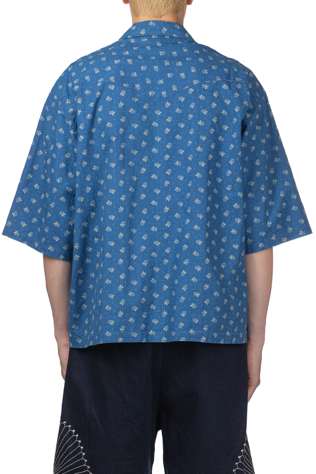 Kapital - Dobby Stripe IDG Open-Collar Western BIG Shirt - Indigo