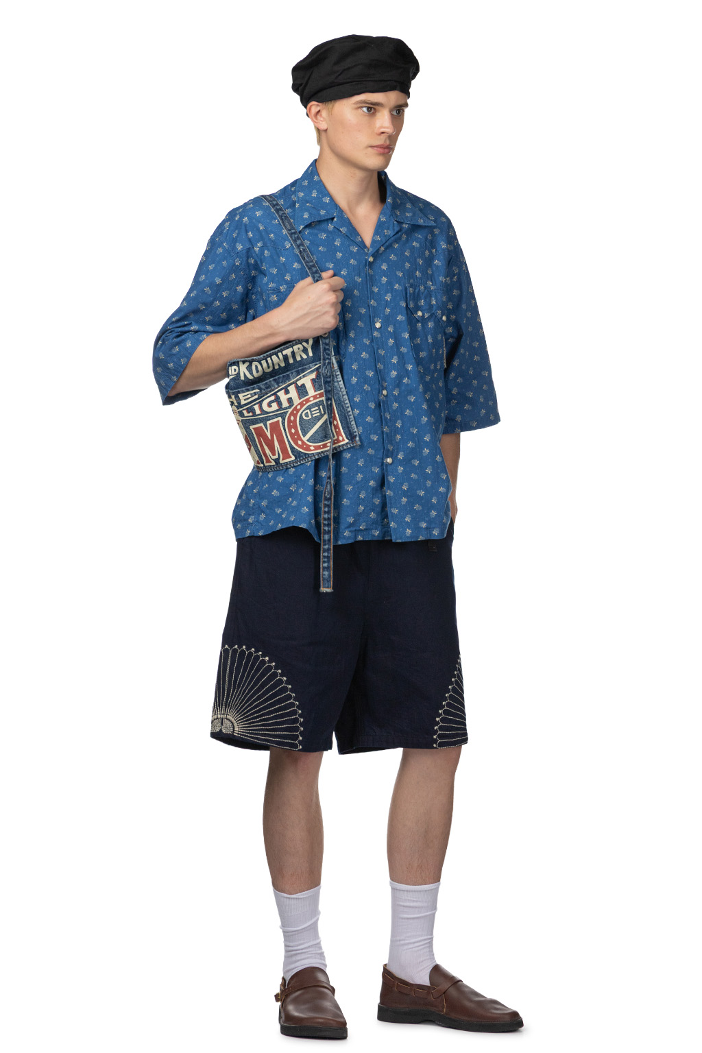 Kapital - Dobby Stripe IDG Open-Collar Western BIG Shirt - Indigo