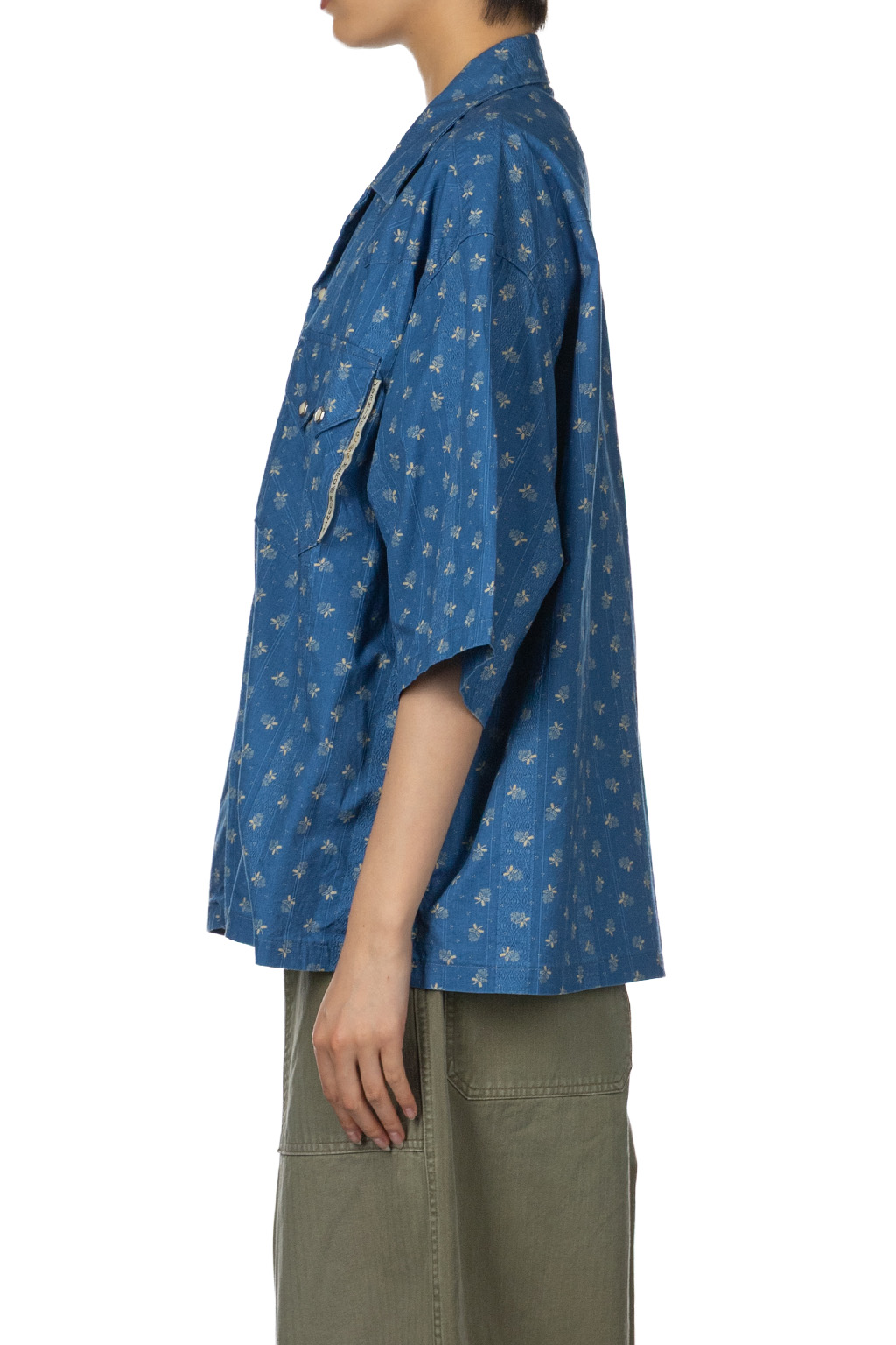 Kapital - Dobby Stripe IDG Open-Collar Western BIG Shirt - Indigo