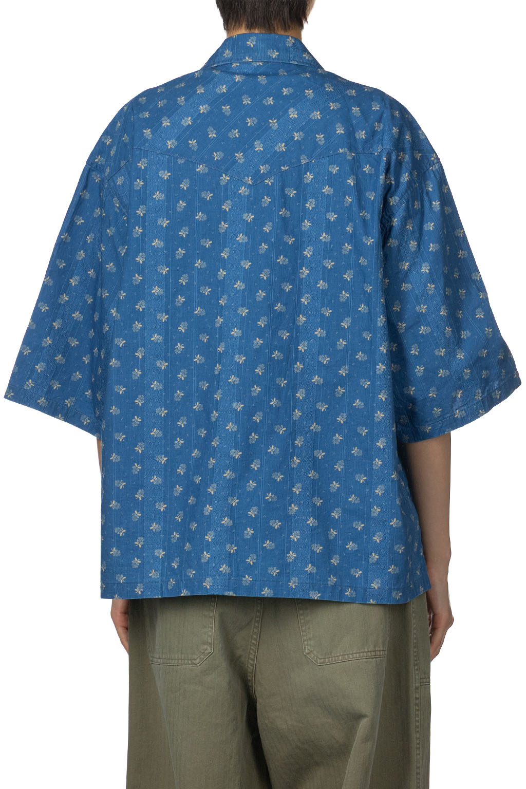 Kapital - Dobby Stripe IDG Open-Collar Western BIG Shirt - Indigo