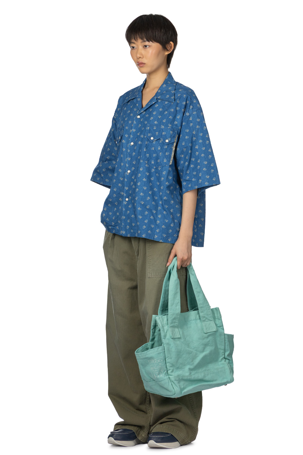 Kapital - Dobby Stripe IDG Open-Collar Western BIG Shirt - Indigo