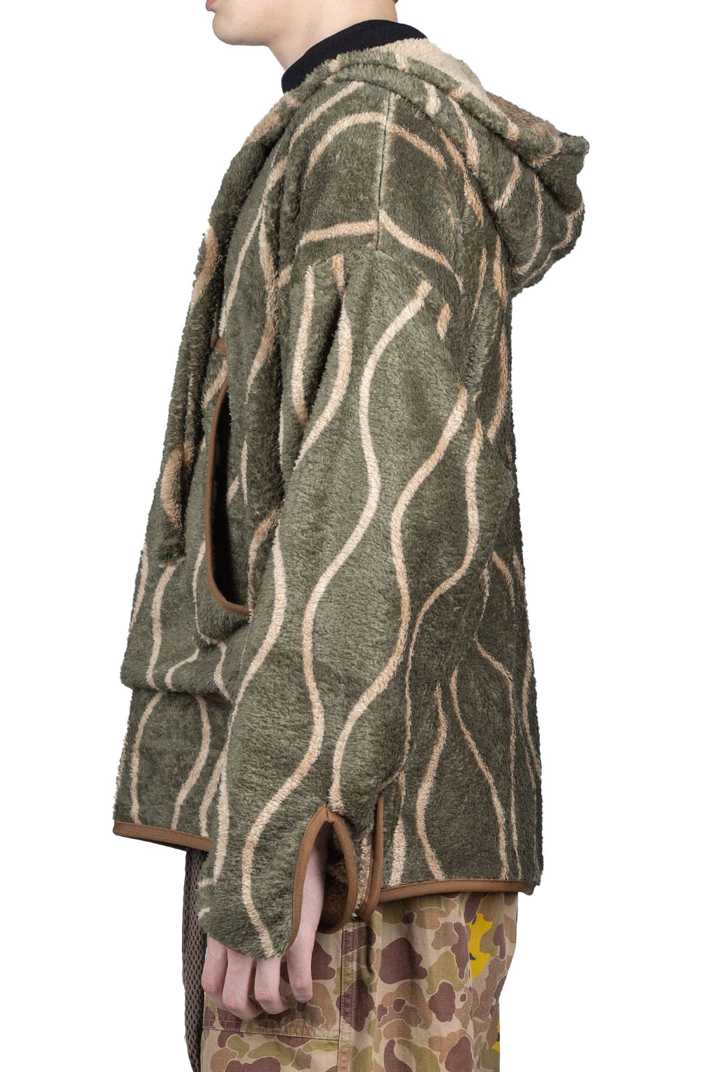 Kapital Drunk Stripe Fleece BAJA Parka - Khaki