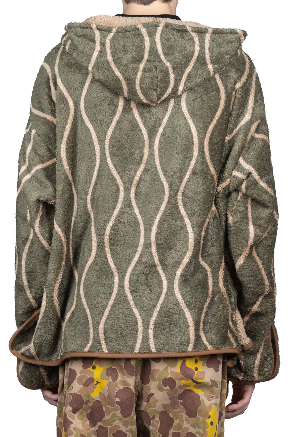 Kapital Drunk Stripe Fleece BAJA Parka - Khaki