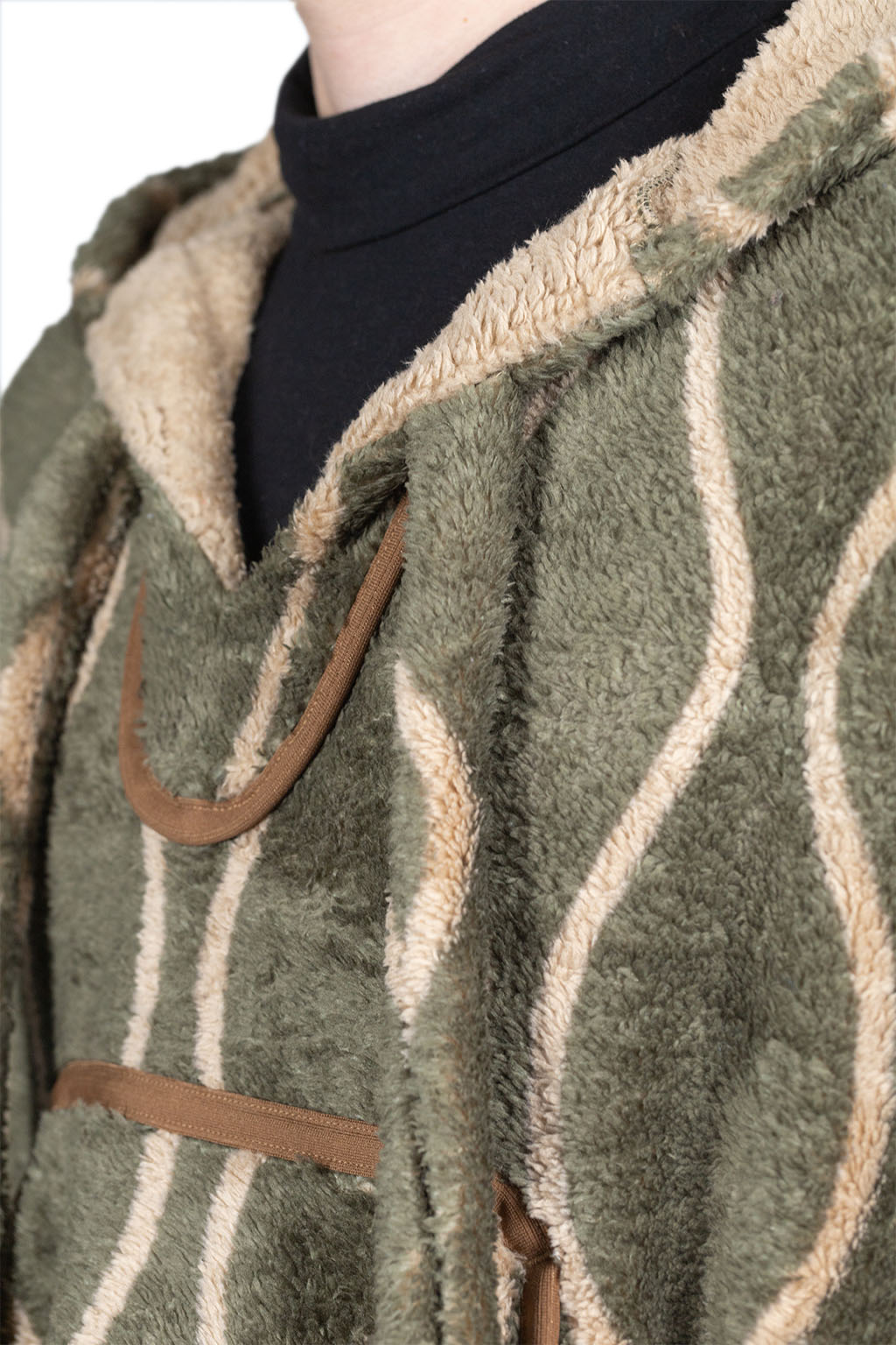 Kapital Drunk Stripe Fleece BAJA Parka - Khaki