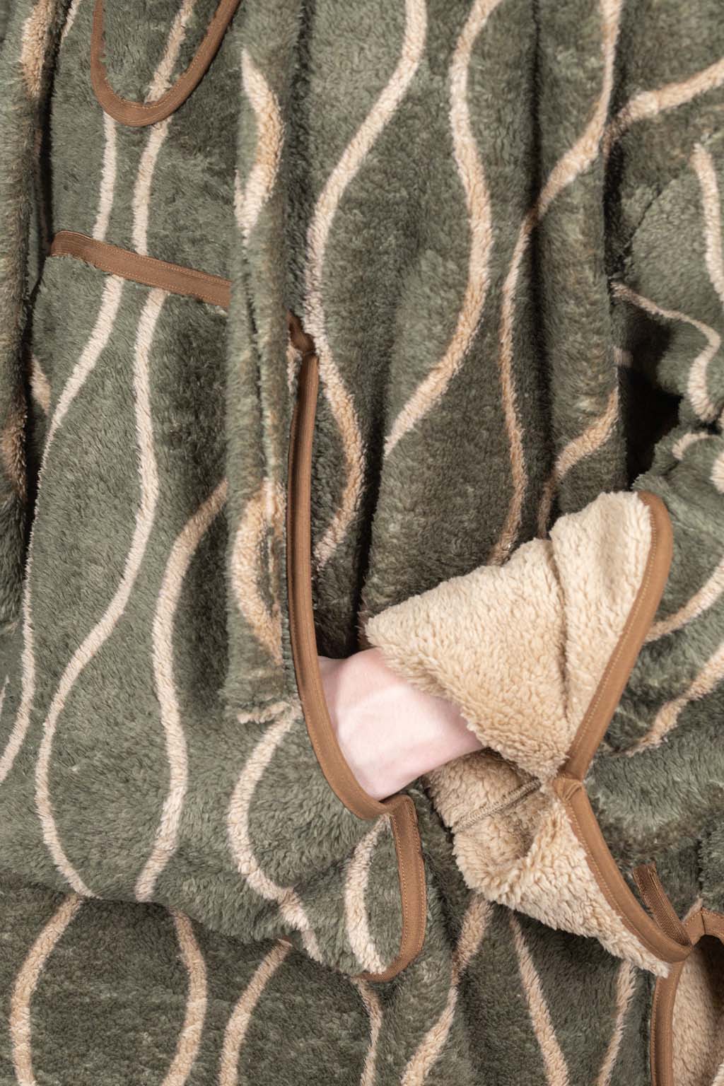 Kapital Drunk Stripe Fleece BAJA Parka - Khaki