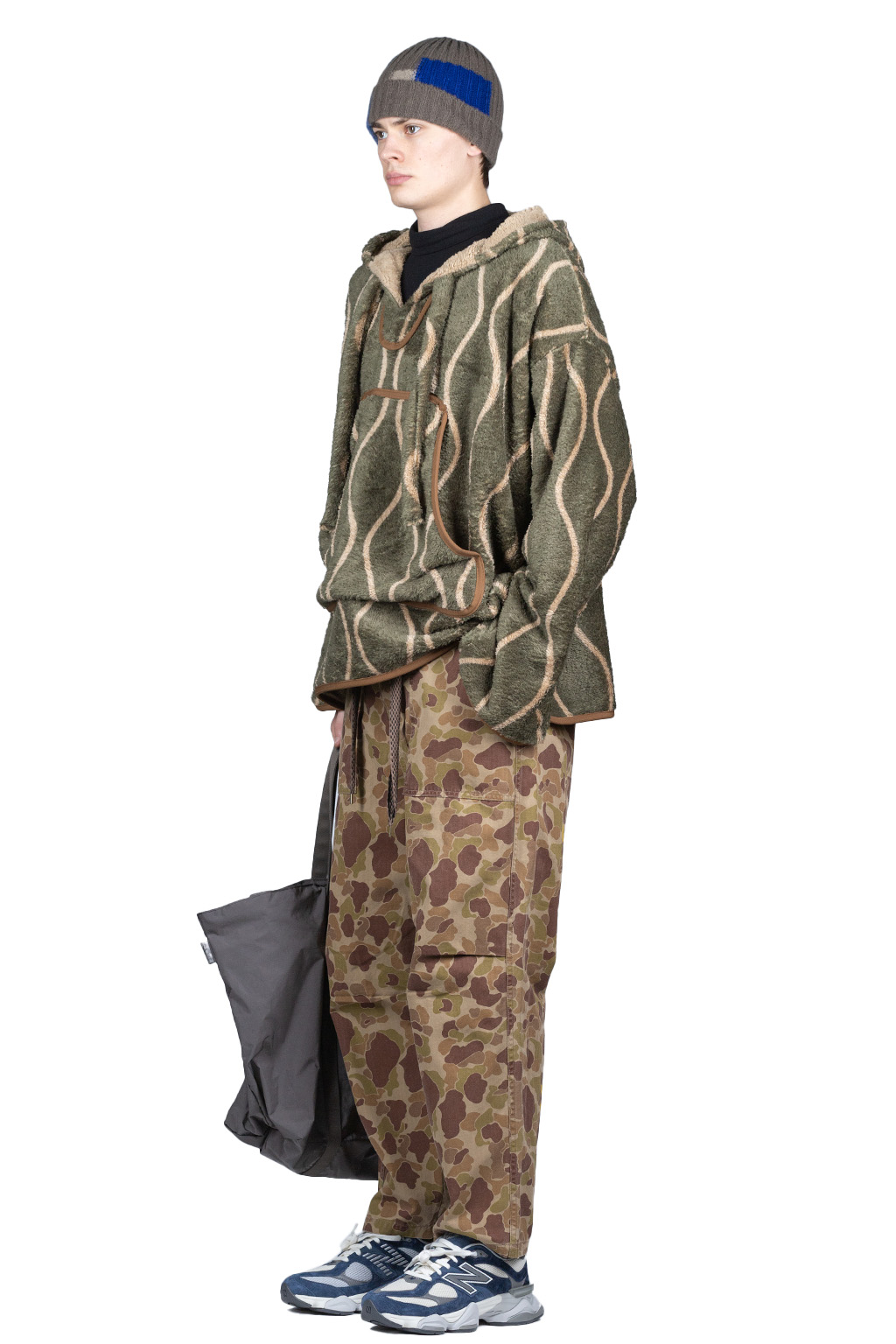 Kapital Drunk Stripe Fleece BAJA Parka - Khaki