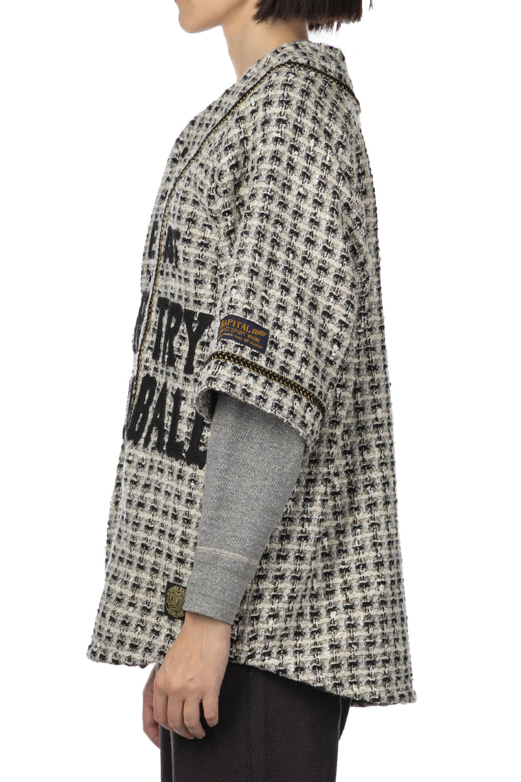 Kapital | Fancy Tweed GREAT KOUNTRY Baseball Shirt - White