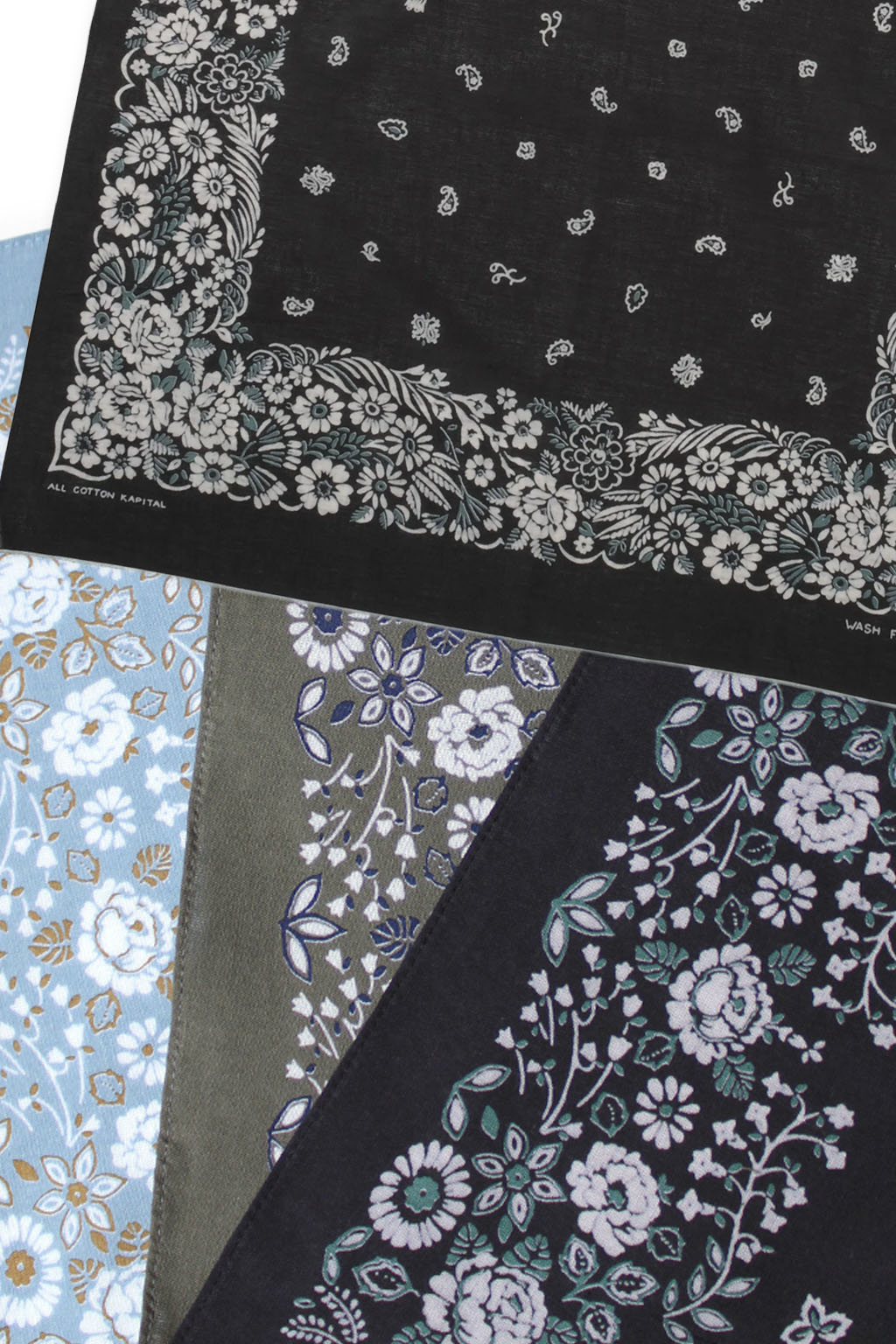 Kapital - Fastcolor Selvedge Bandanna (CHURCHILL GARDEN) 15x15