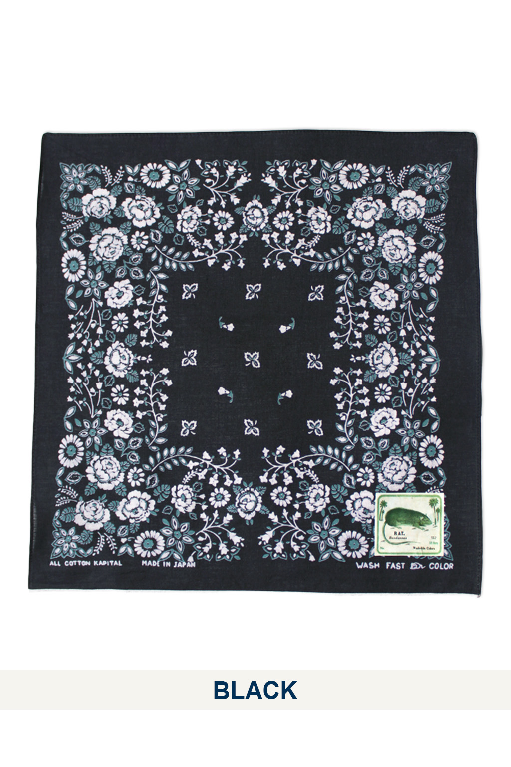 Kapital - Fastcolor Selvedge Bandanna (CHURCHILL GARDEN) 15x15