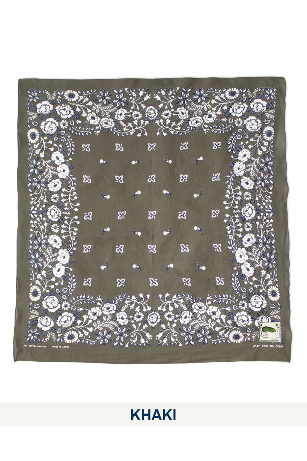 Kapital - Fastcolor Selvedge Bandanna (CHURCHILL GARDEN) 30x30 Large