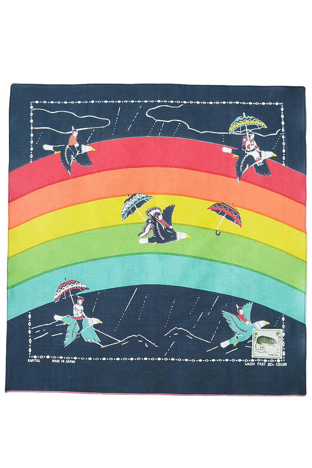 Kapital Fastcolor Selvedge Bandana (RAINBOW & BIRDS) - 3 Colour Choices