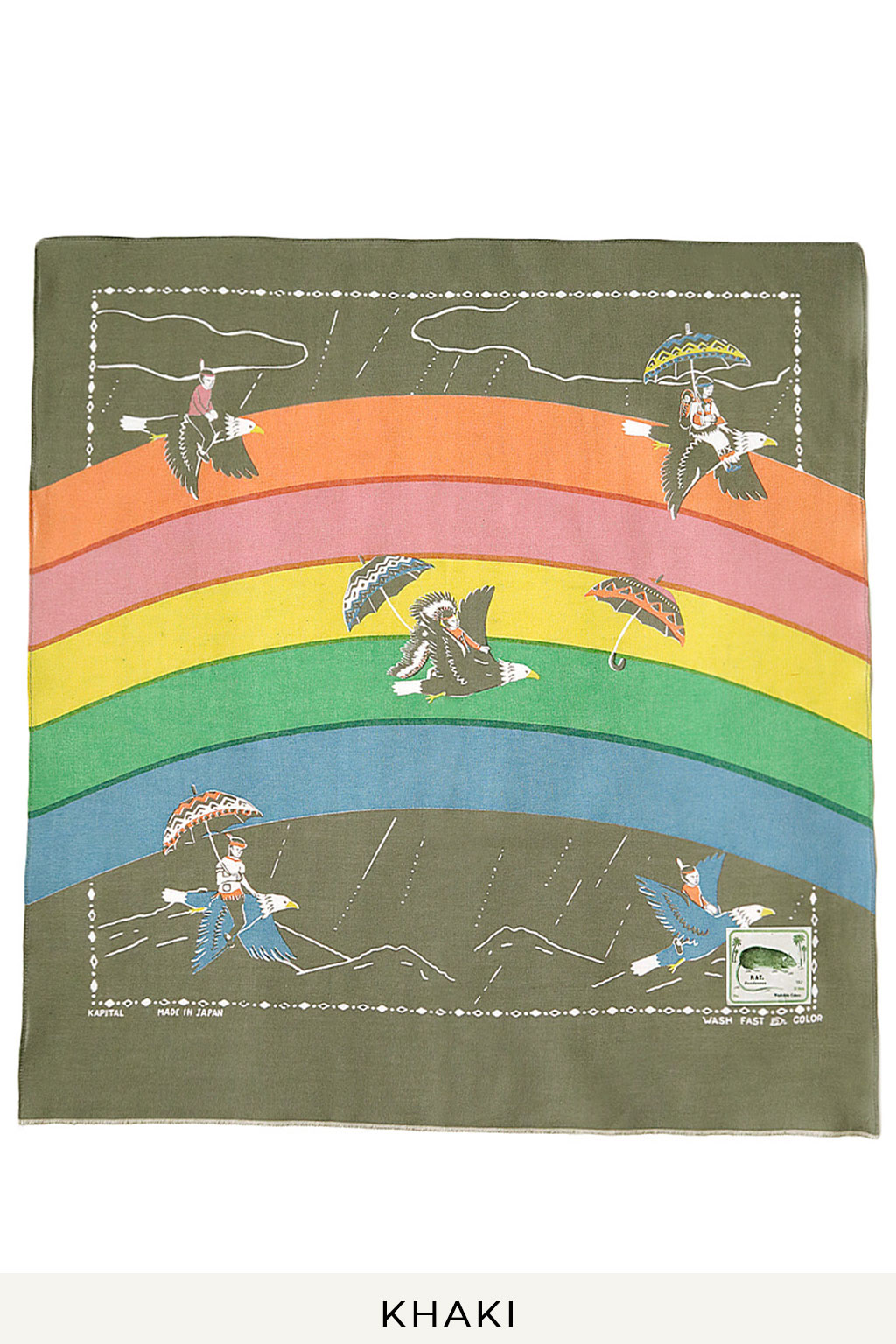 Kapital Fastcolor Selvedge Bandana (RAINBOW & BIRDS) - 3 Colour Choices