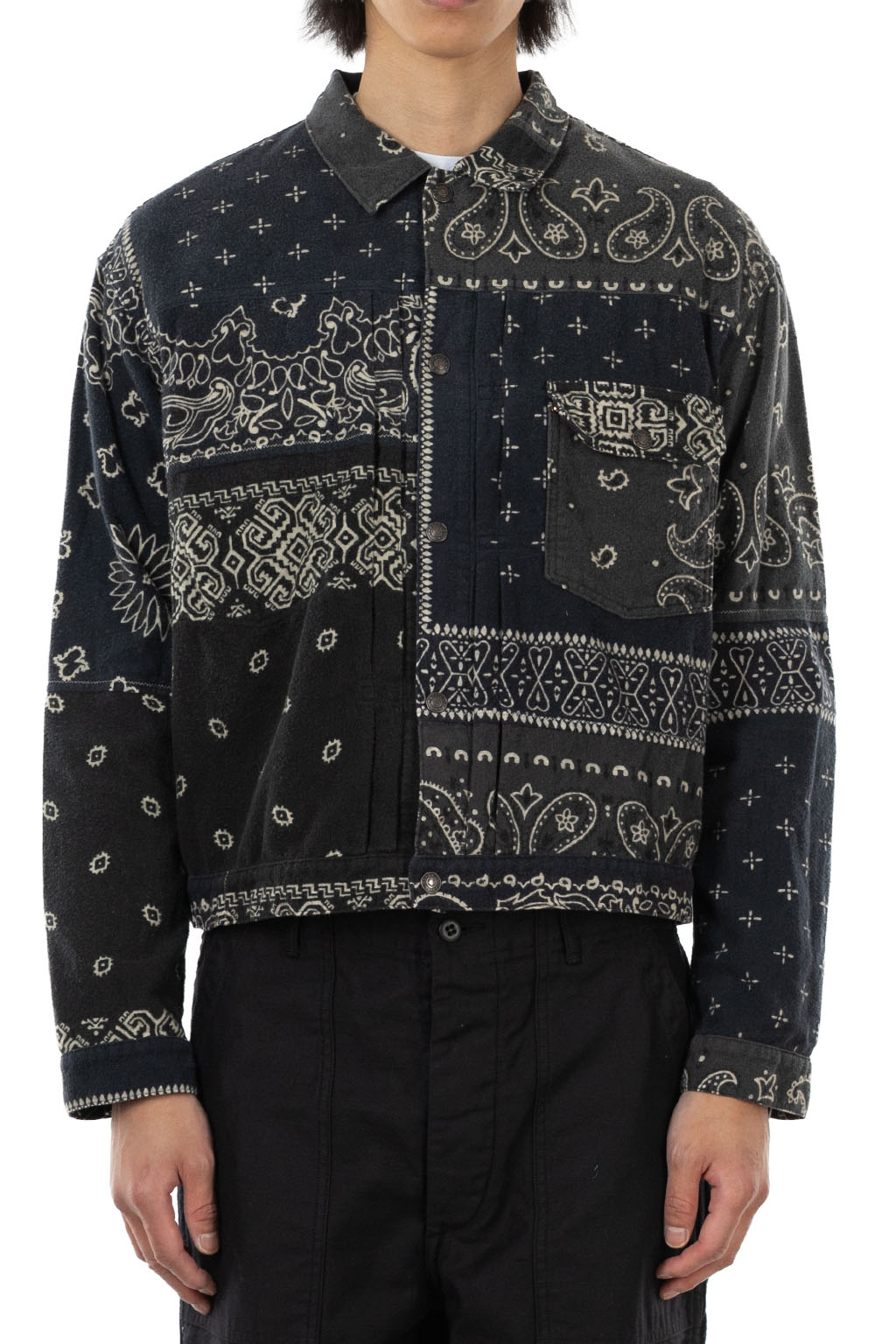 Kapital Flannel Reversible Bandana 1st JKT - Black x Khaki