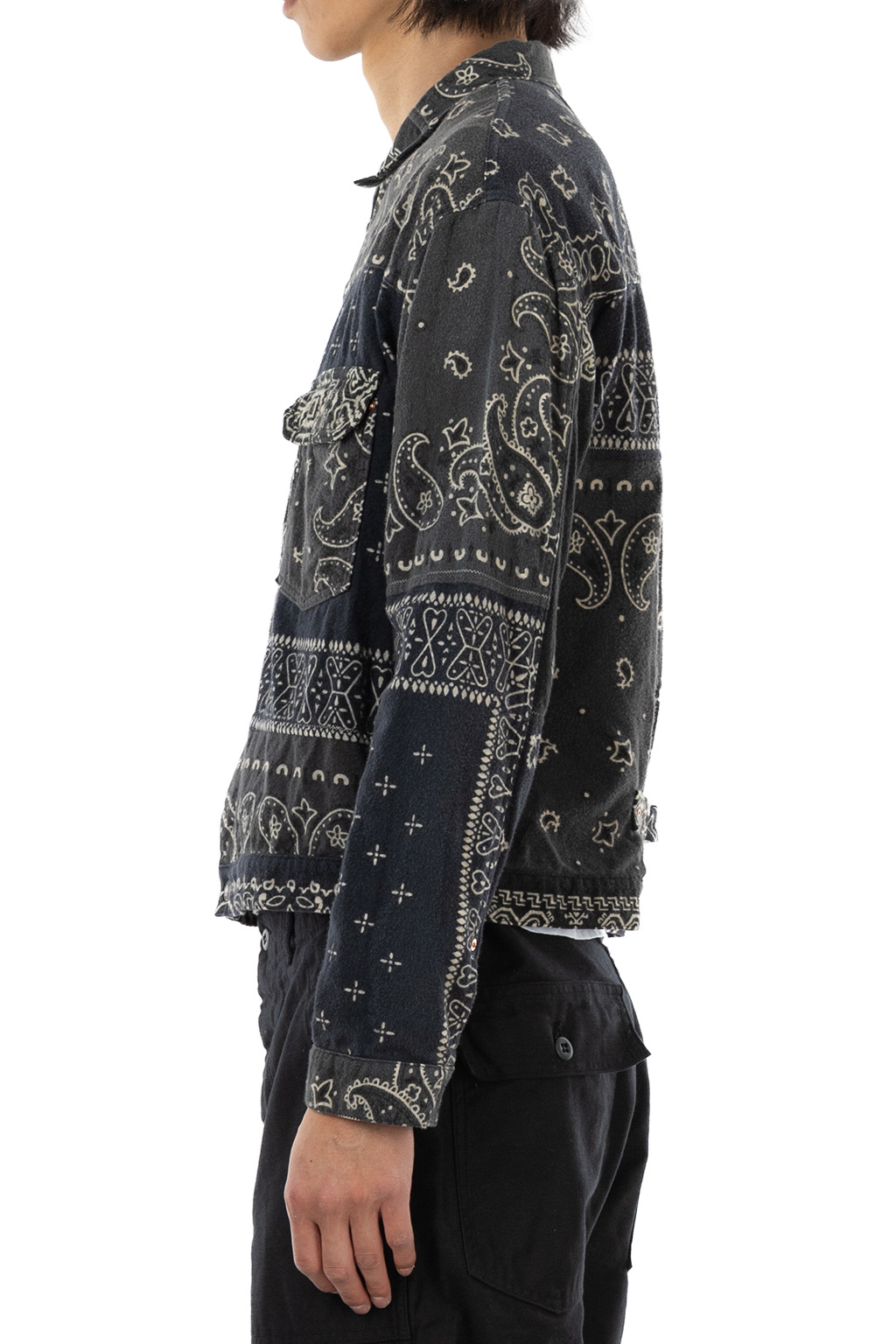 Kapital Flannel Reversible Bandana 1st JKT - Black x Khaki