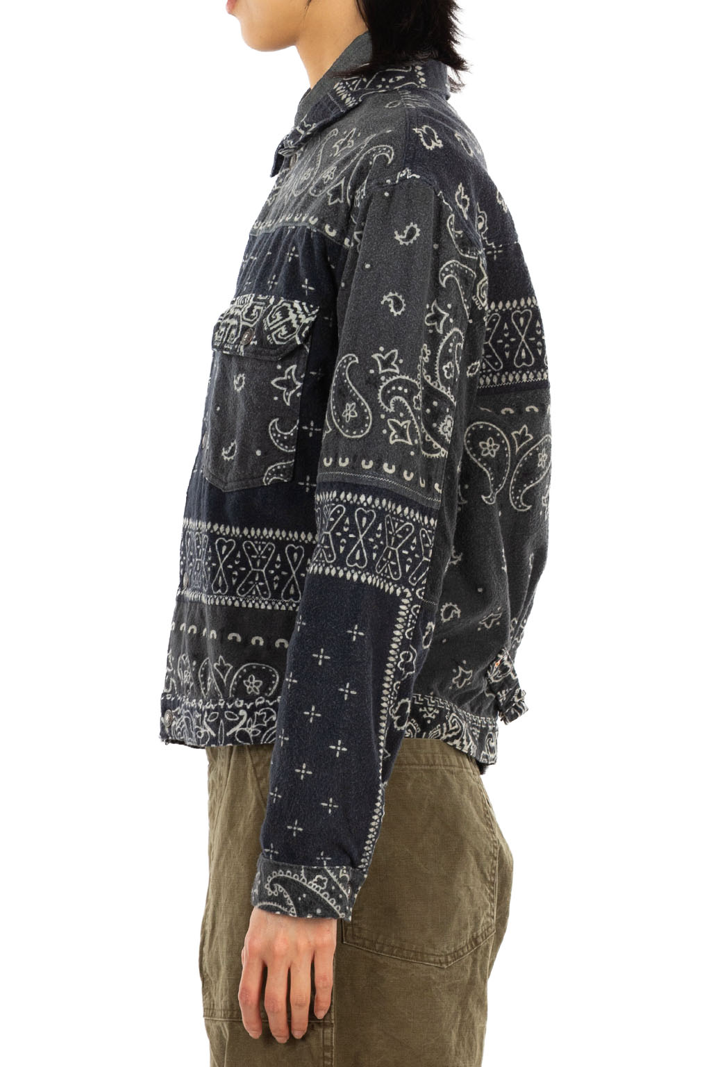 Kapital Flannel Reversible Bandana 1st JKT - Black x Khaki