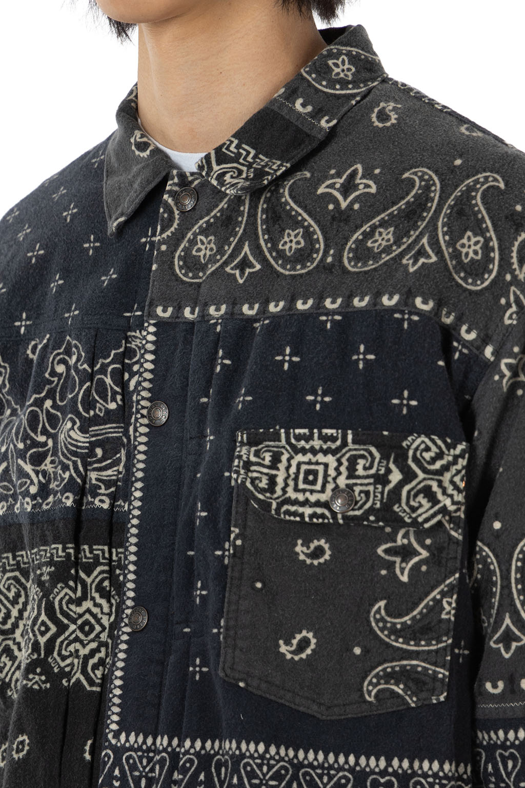 Kapital Flannel Reversible Bandana 1st JKT - Black x Khaki